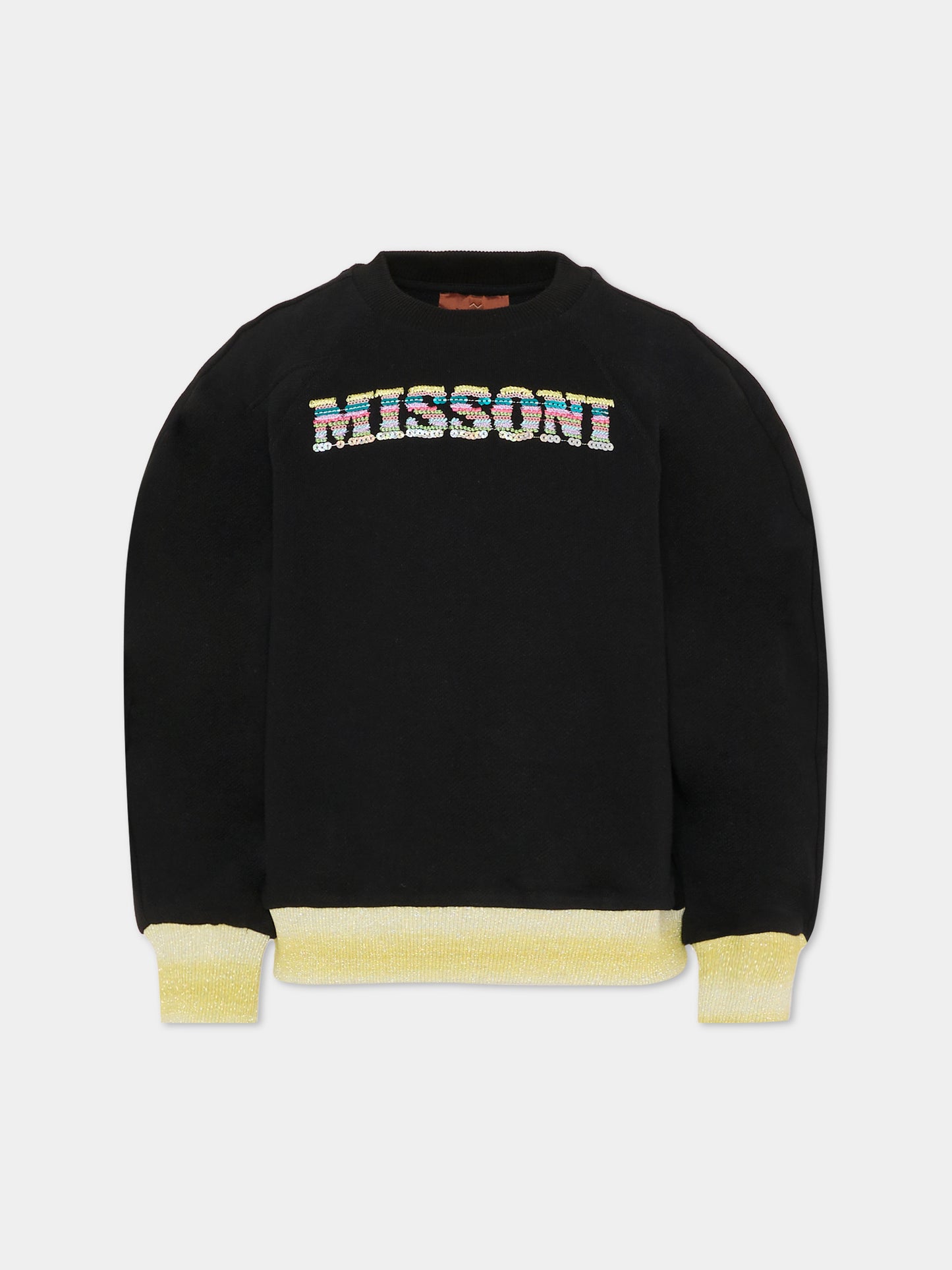 Felpa nera per bambina con logo multicolor,Missoni,MU4A30 F0061 930