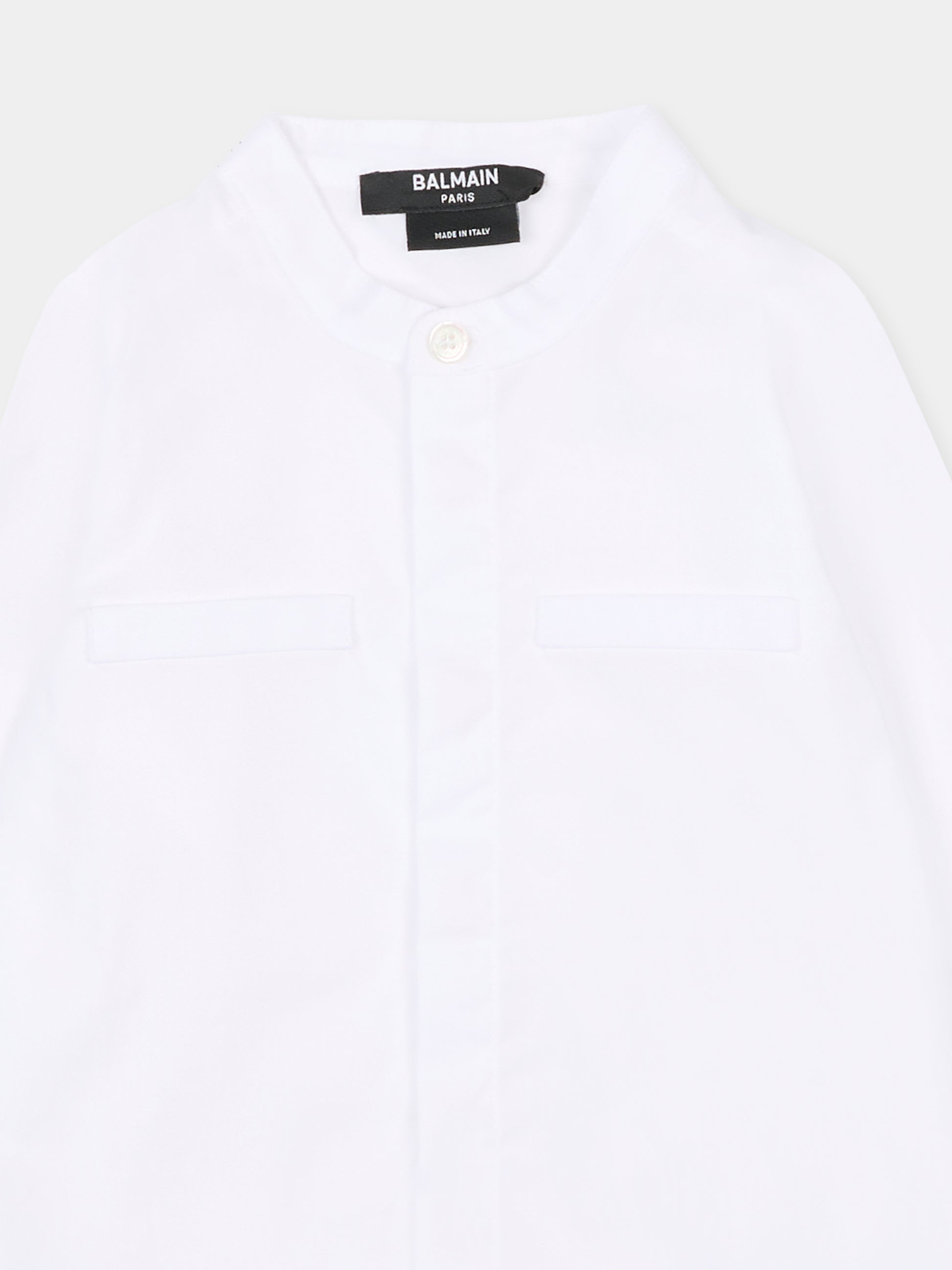 Camicia bianca per neonato con logo,Balmain Kids,BS5510 P0013 100