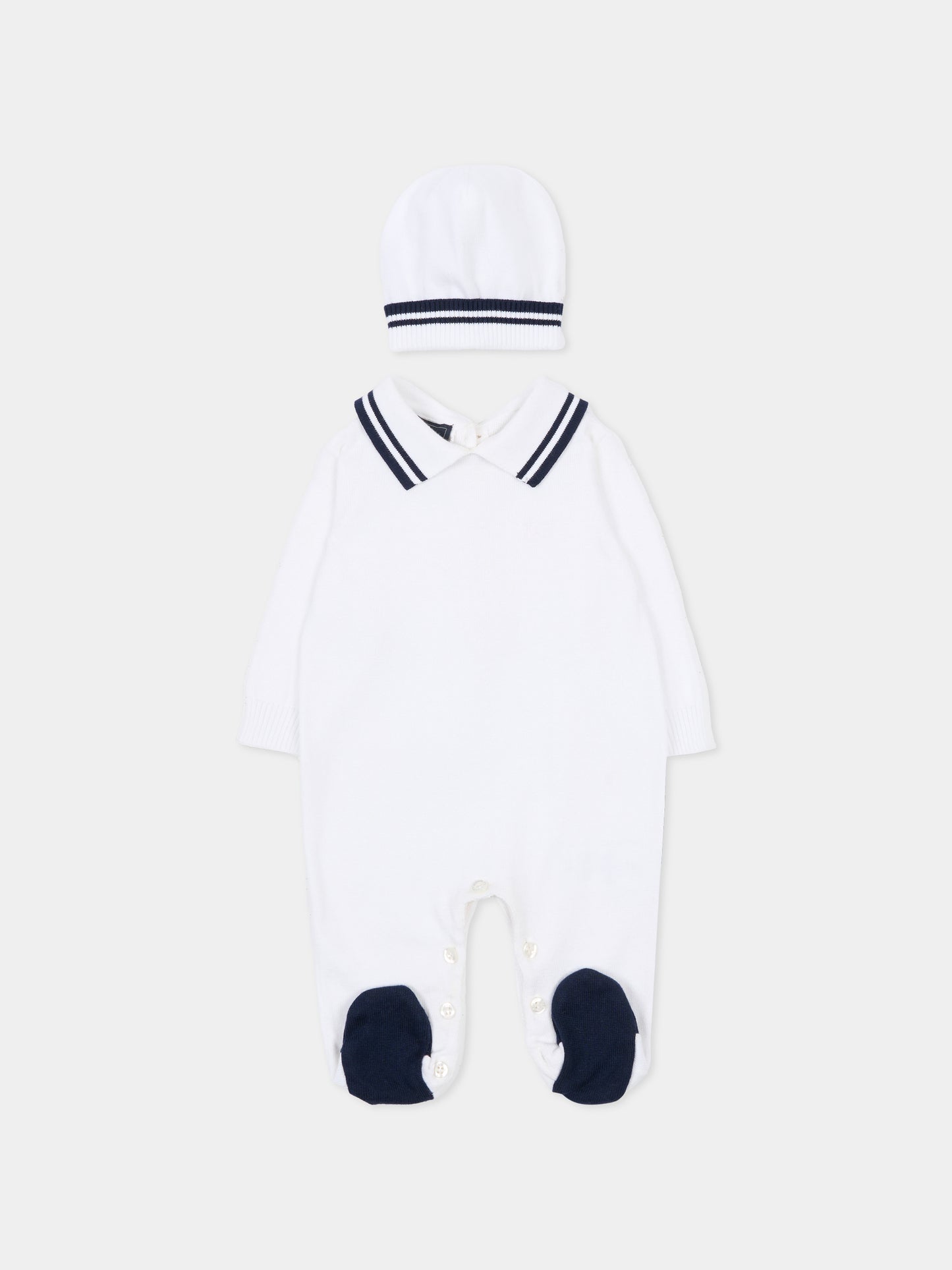 Set bianco per neonato con logo,Fay Kids,FSB520 X0005 100BL
