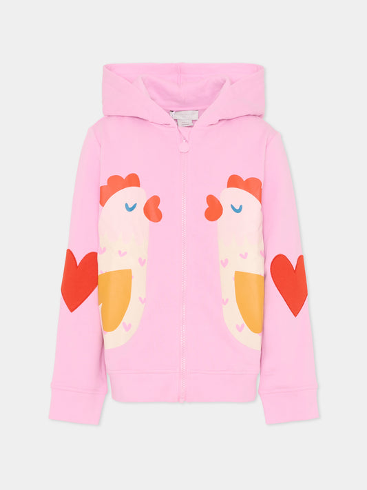 Felpa rosa per bambina con galline,Stella Mccartney Kids,TV4A30 Z0453 50G