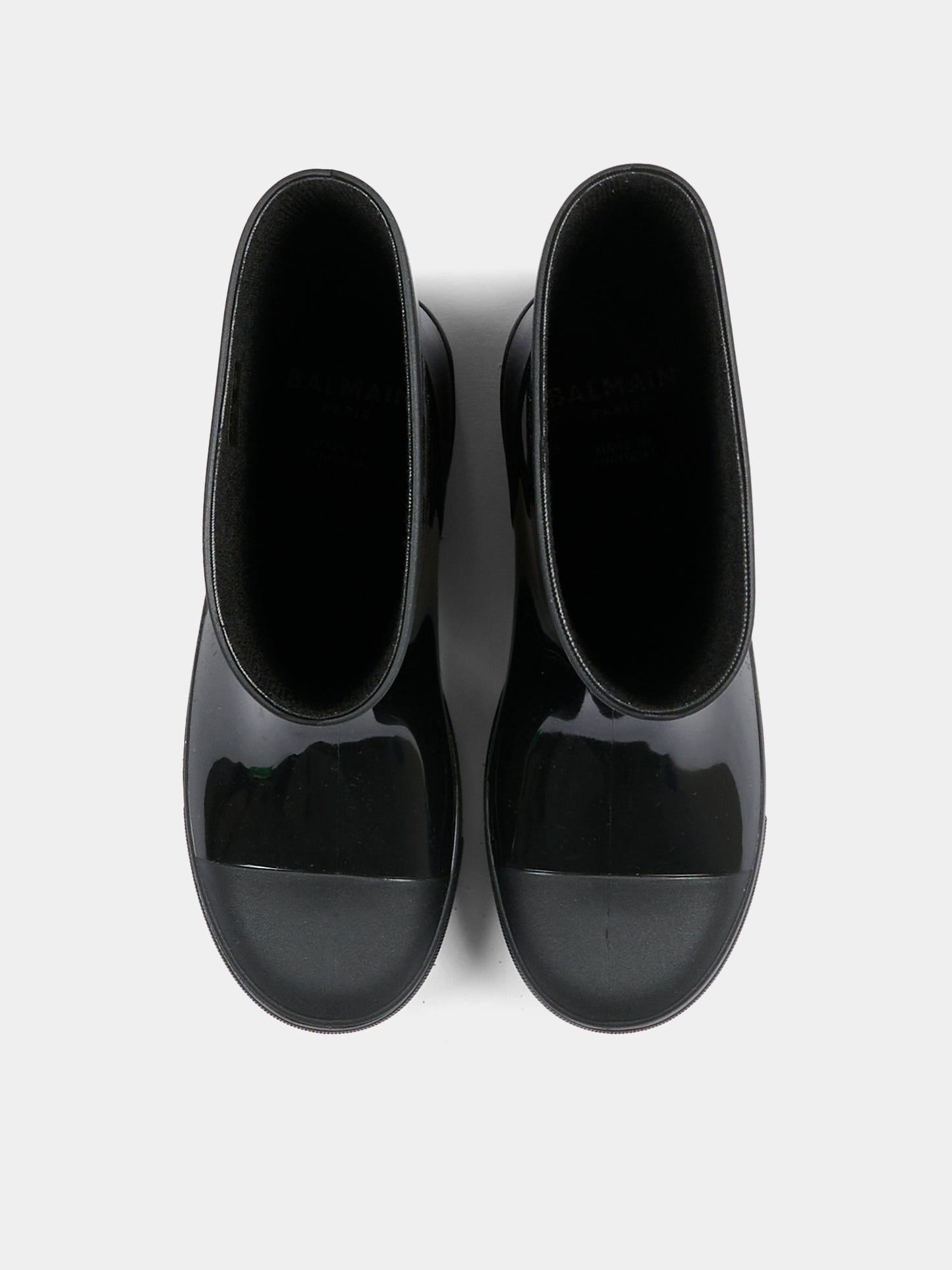 Stivali pioggia neri per bambina con logo,Balmain Kids,BT0S26 Z1831 930AG