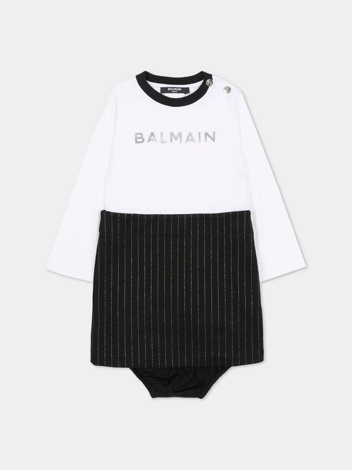 Vestito nero per neonata con logo,Balmain Kids,BT1020 Z1537 930BC