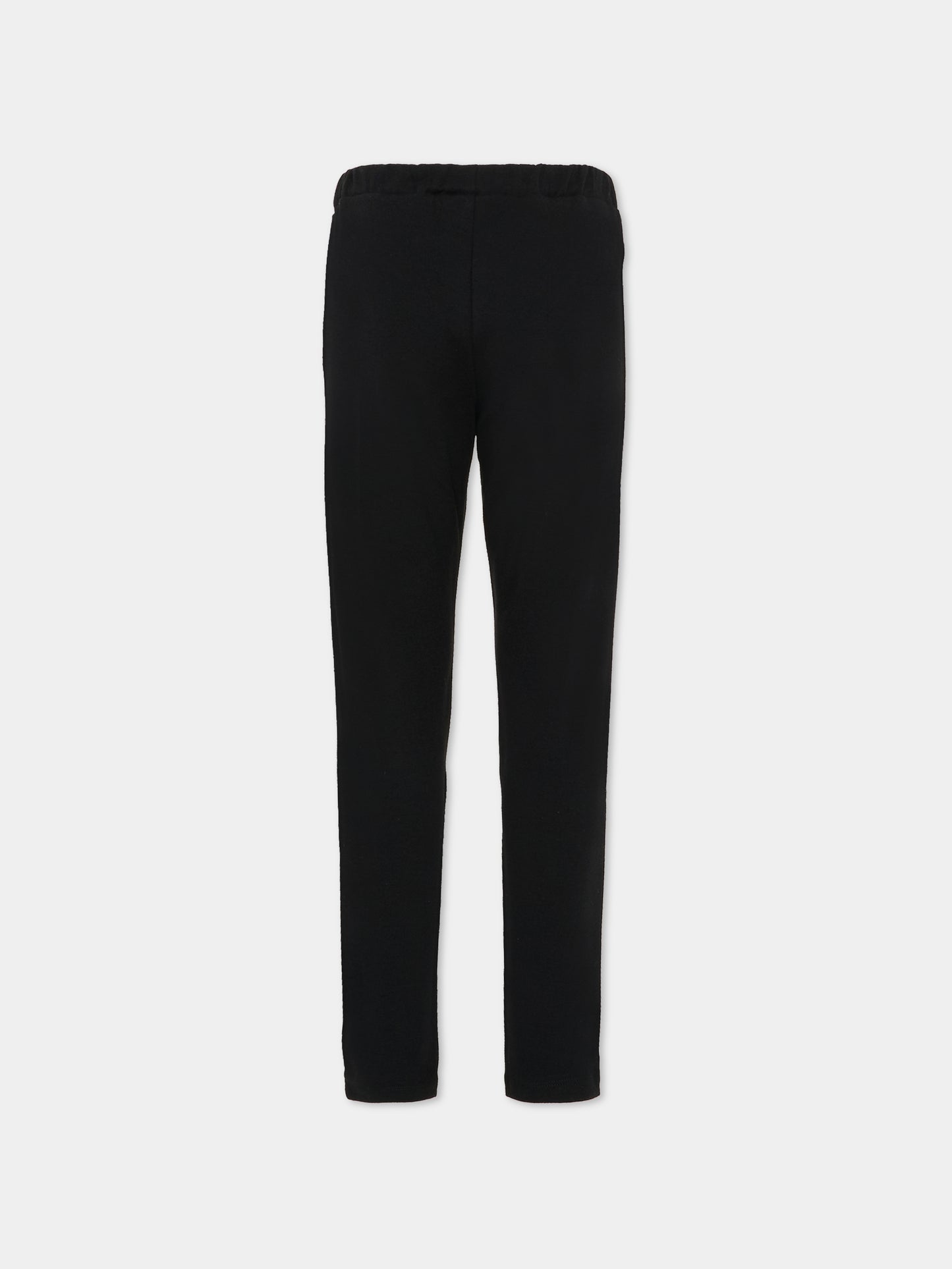 Leggings neri per bambina con logo argentato,Balmain Kids,6R6A70 Z0768 930