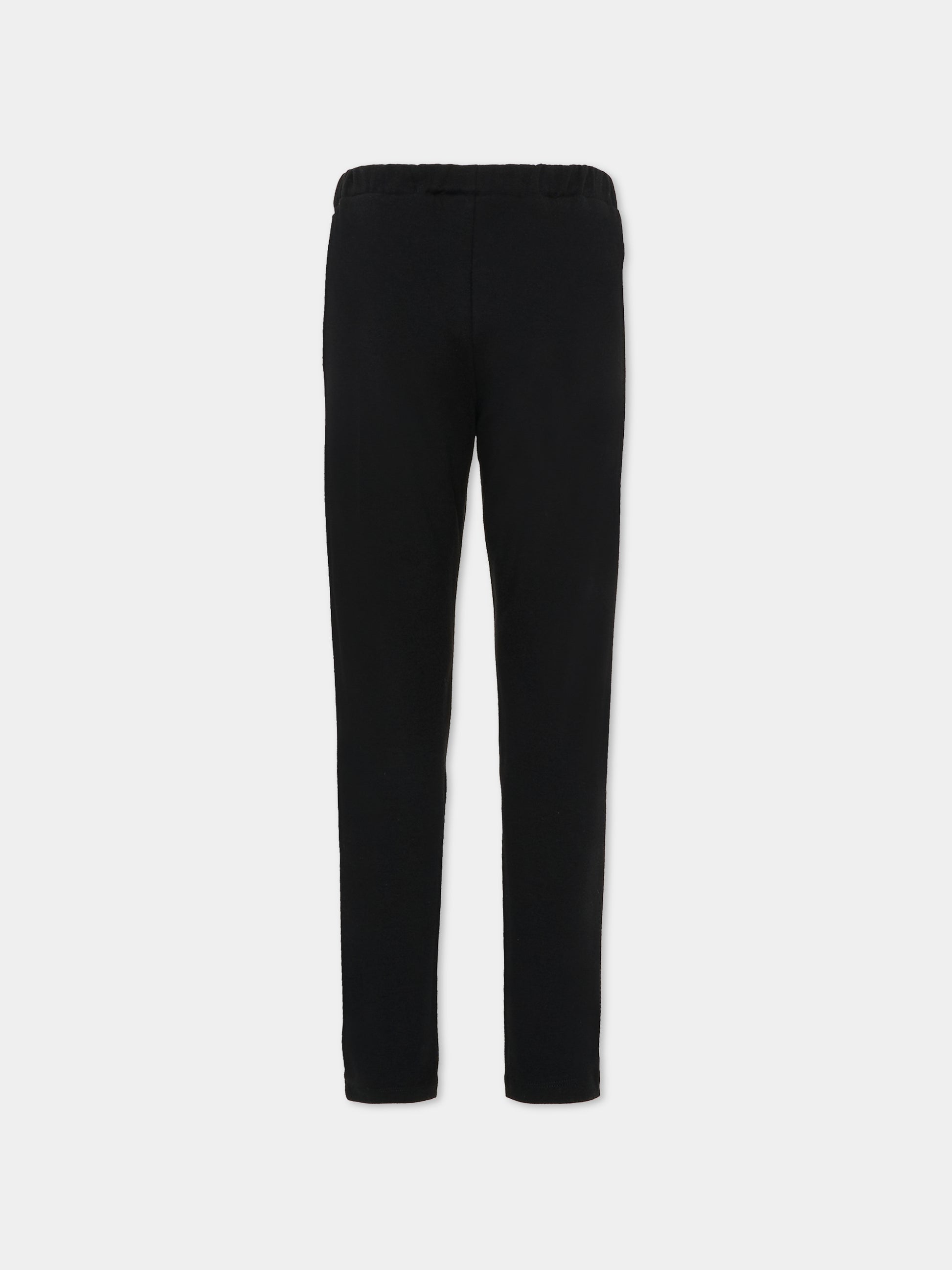 Leggings neri per bambina con logo argentato,Balmain Kids,6R6A70 Z0768 930