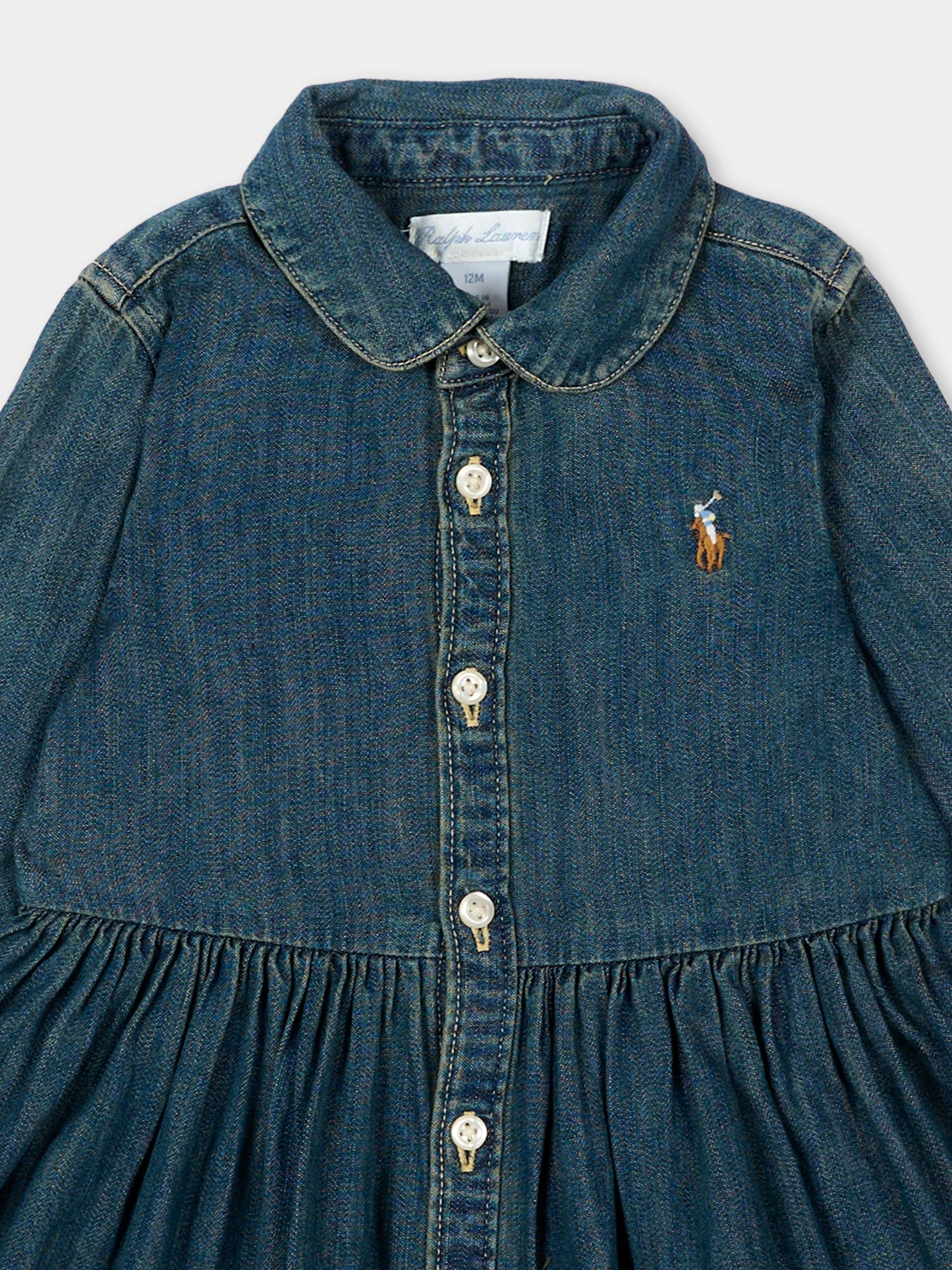 Vestito denim per neonata con logo,Ralph Lauren Kids,698860001