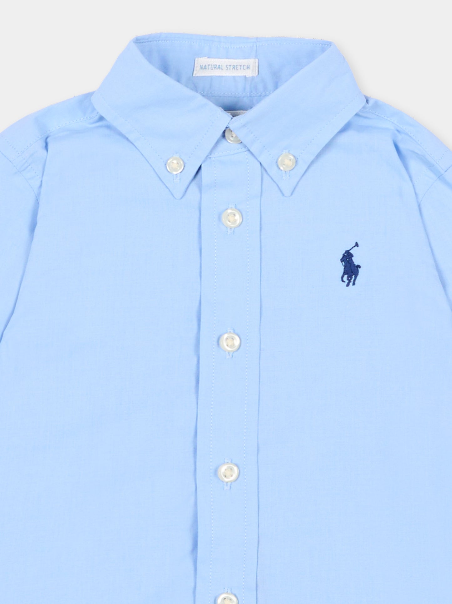 Camicia celeste per neonato con Pony,Ralph Lauren Kids,952199001