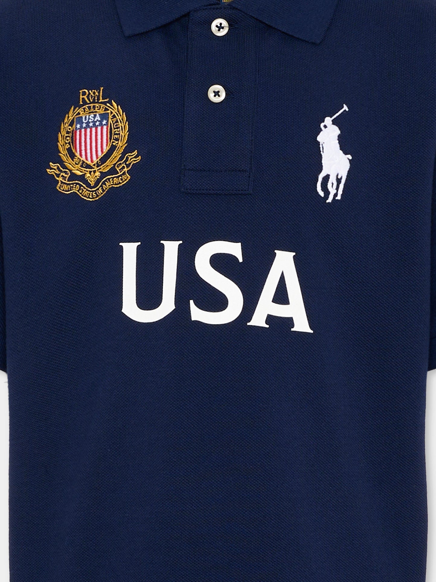 Polo blu USA per bambino con ricami,Ralph Lauren Kids,B23441001