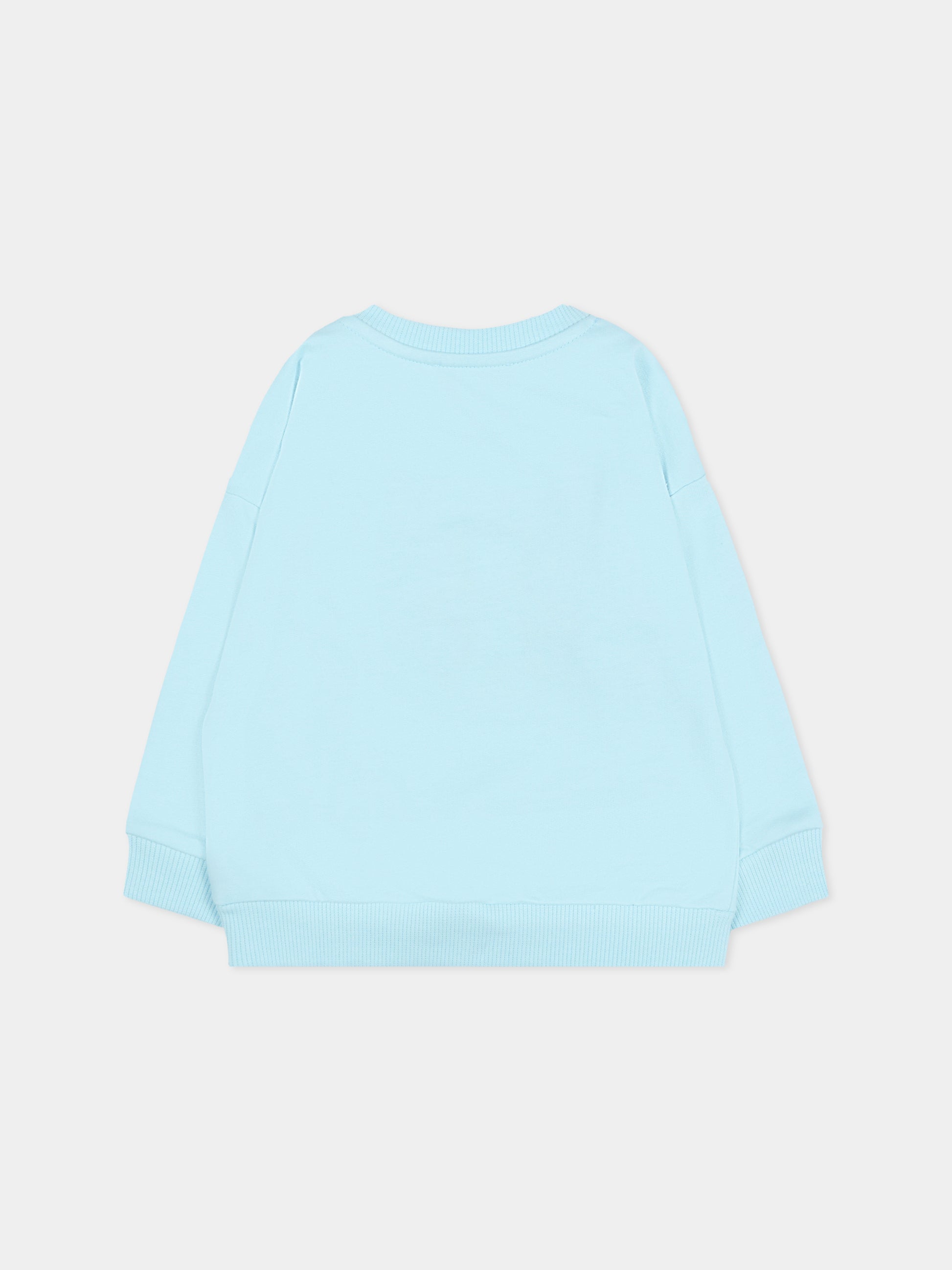 Felpa celeste per neonato con Teddy Bear,Moschino Kids,M7F03Q LCA40 40304