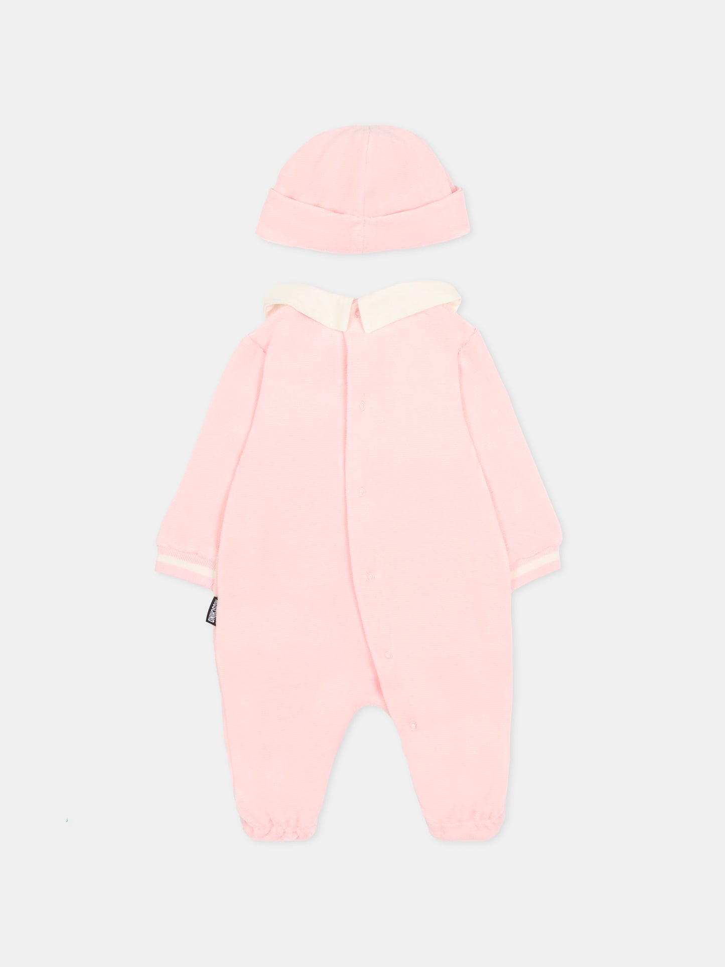 Set tutina rosa per neonata con patch Teddy Bear,Moschino Kids,MUY08H LGA27 50209