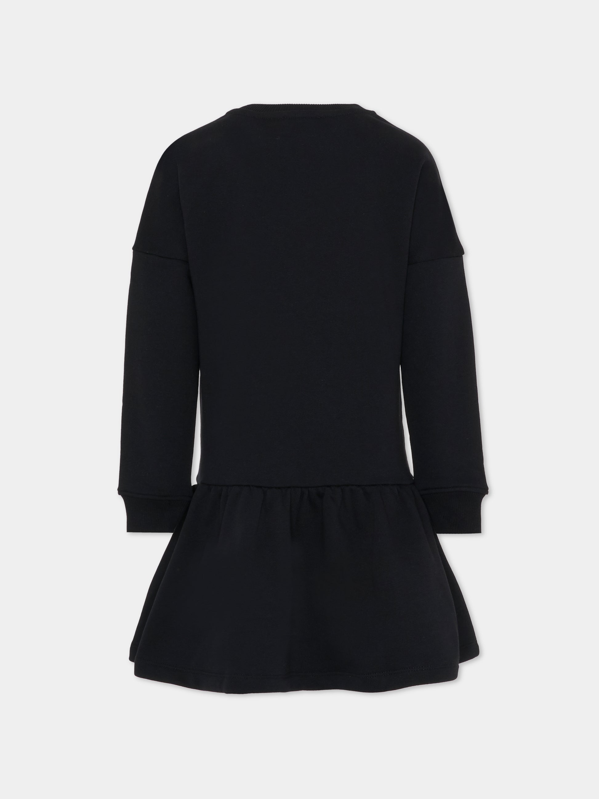 Vestito nero per bambina con Teddy Bear e note musicali,Moschino Kids,HDV0GS LCA23 60100