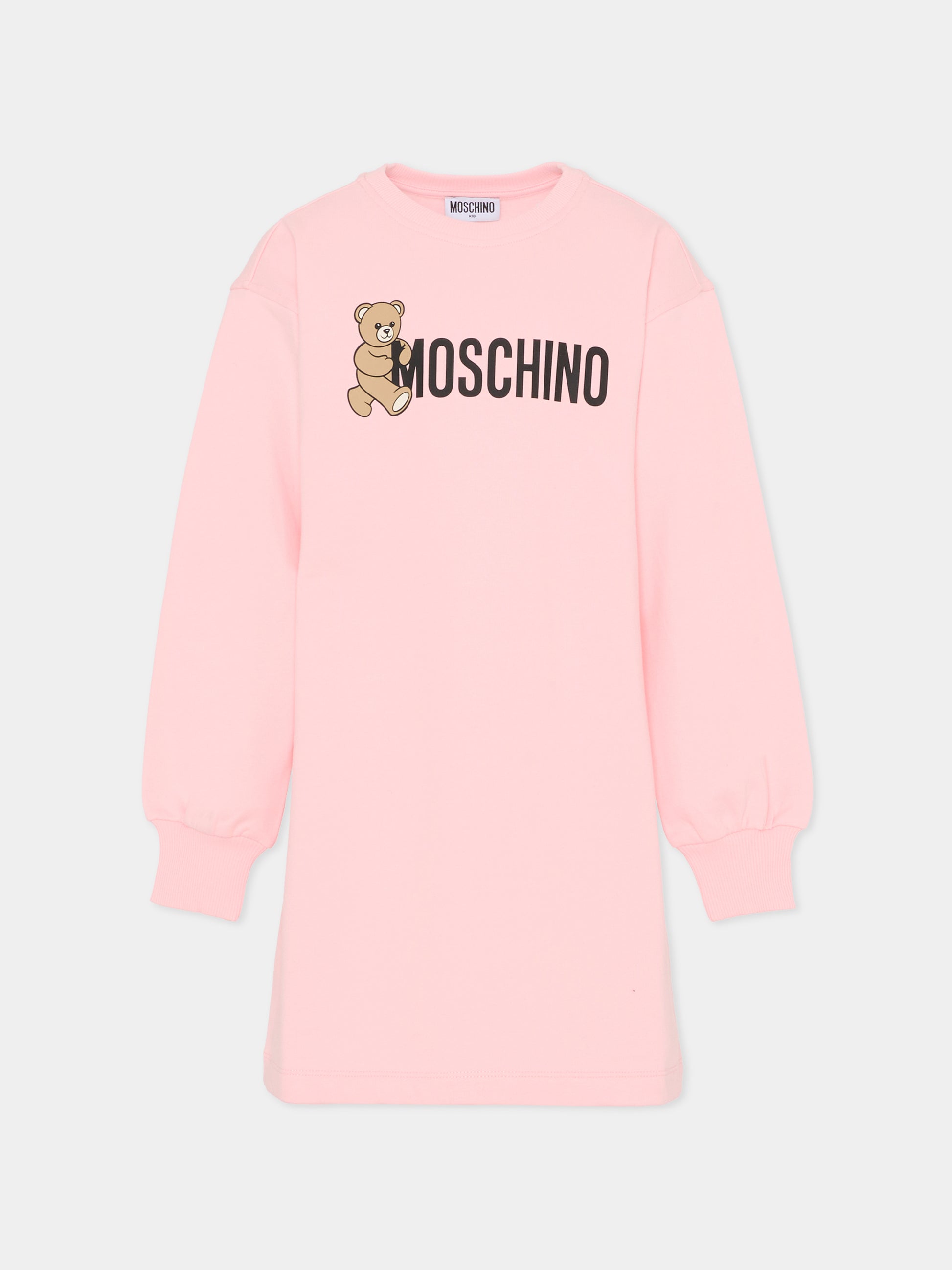 Vestito rosa per bambina con Teddy Bear,Moschino Kids,HDV0GY LCA83 50209