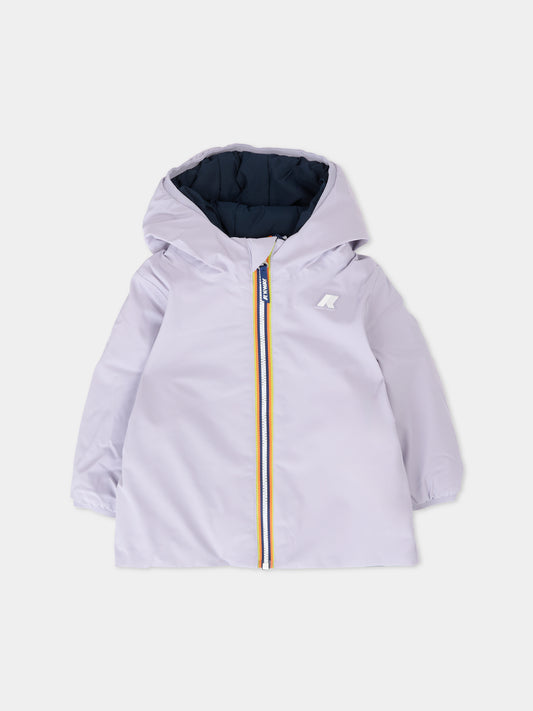 Piumino reversibile Jack St Warm viola per neonata con logo,K-way,K71338W BBG