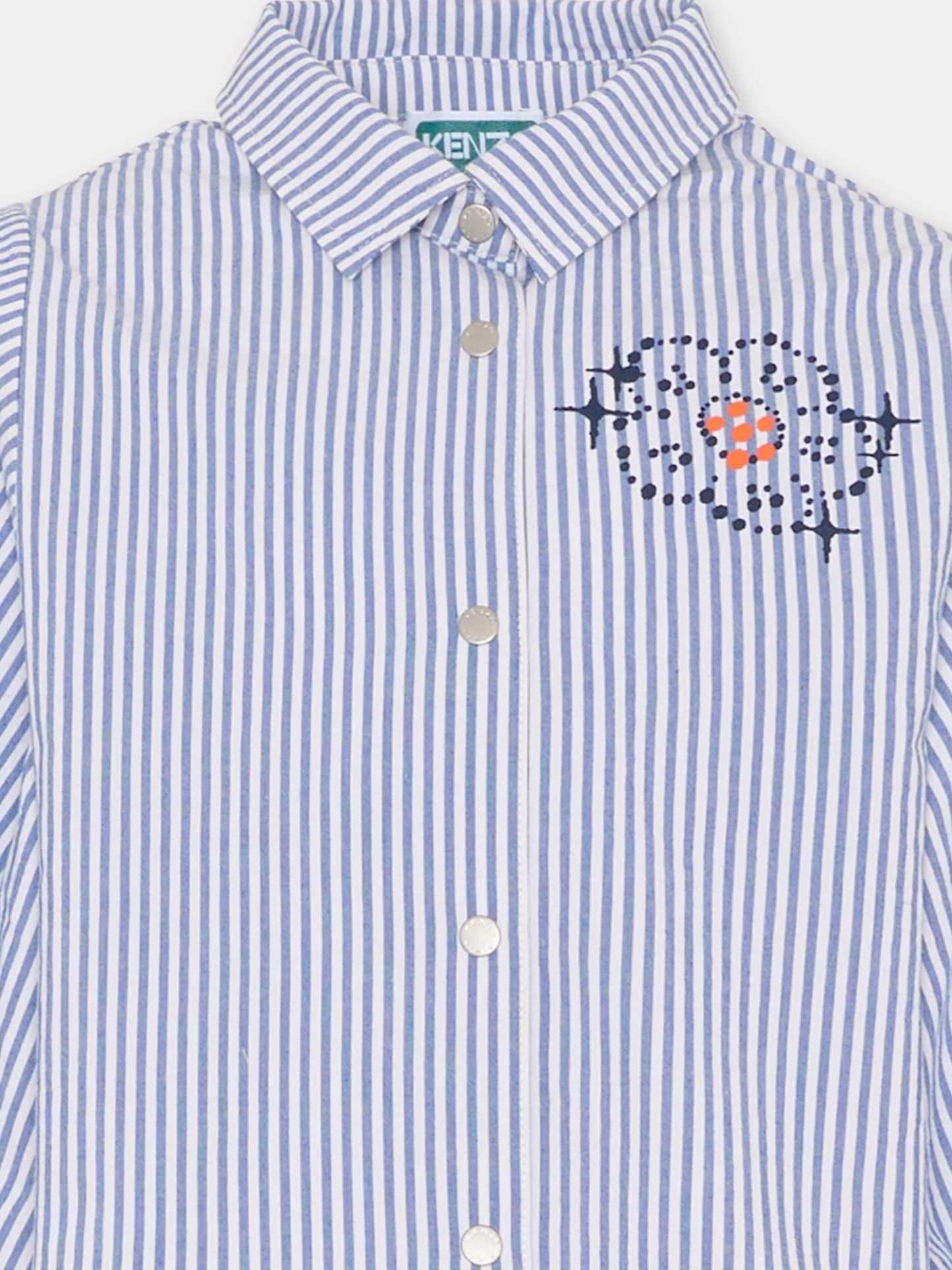 Camicia blu per bambina con logo,Kenzo Kids,K61311 780