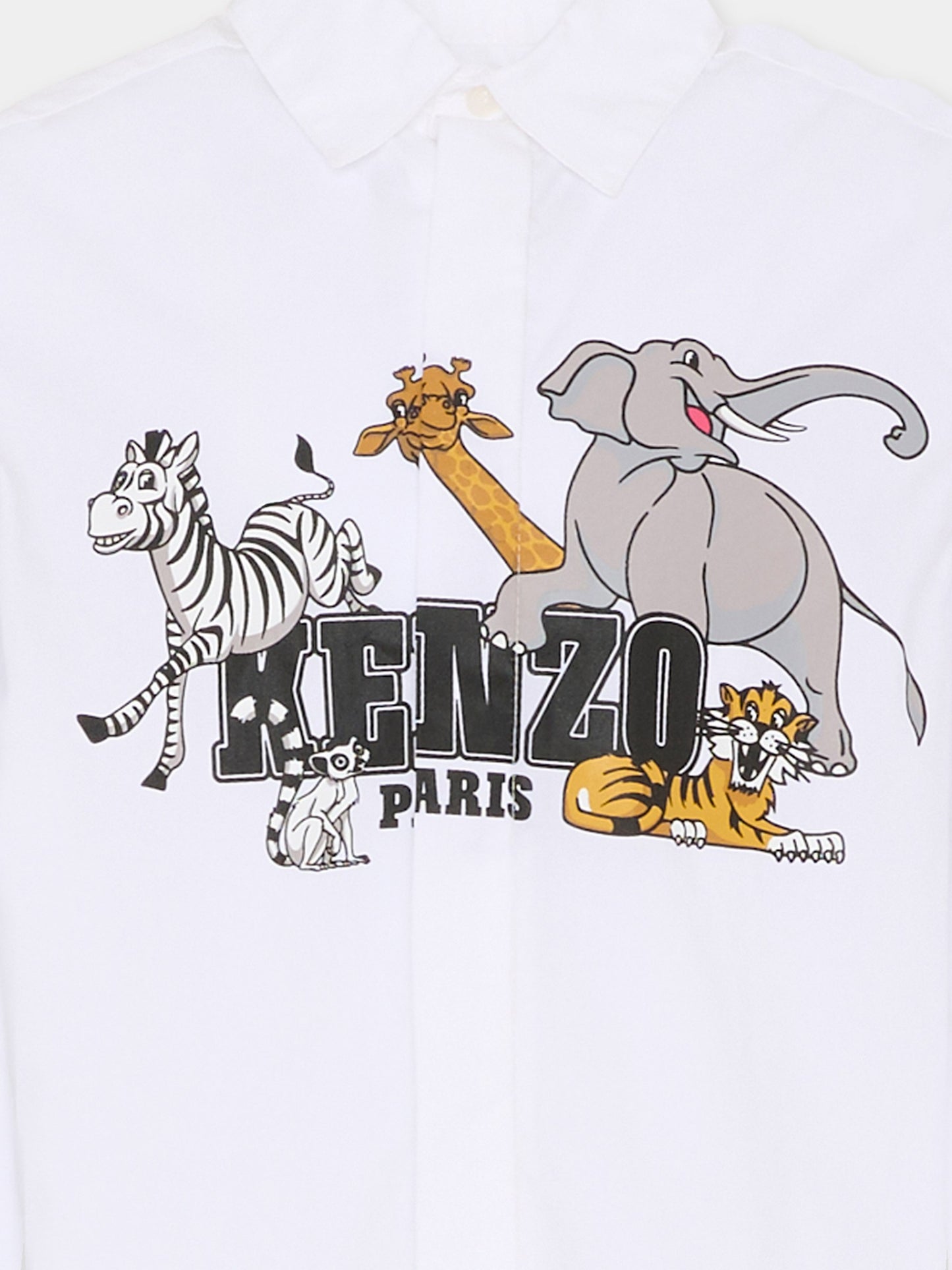 Camicia bianca per bambino con stampa animali,Kenzo Kids,K61541 10P