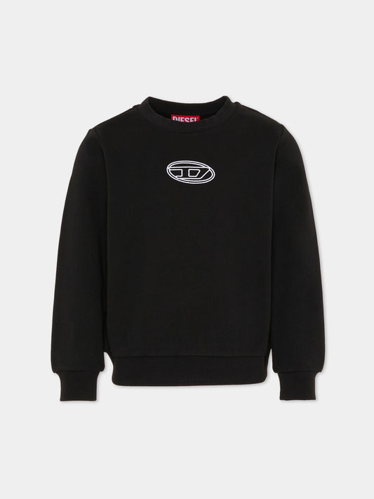 Felpa nera per bambina con logo bianco,Diesel,J02417-KYAX3-K900