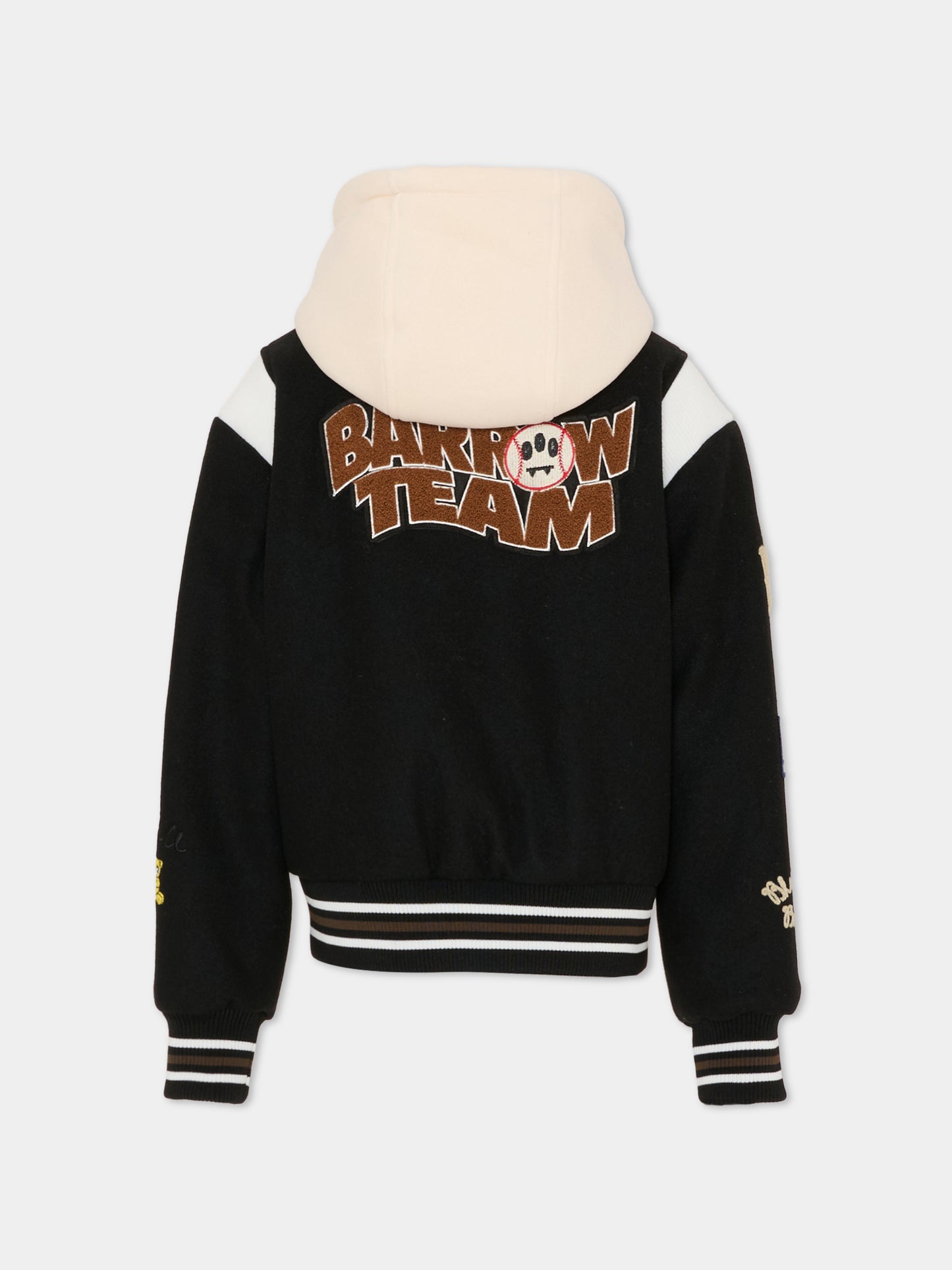Bomber nero per bambino con patch logati,Barrow,F5BKJUJK070 110
