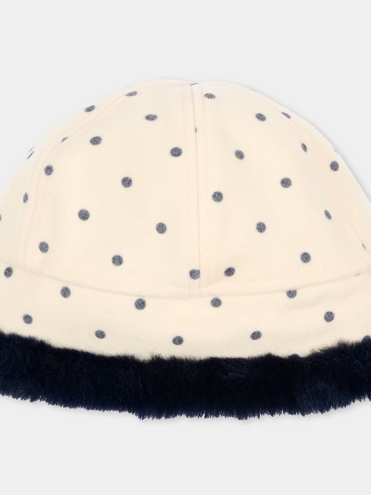 Ivory hat for Girl with polka dots
