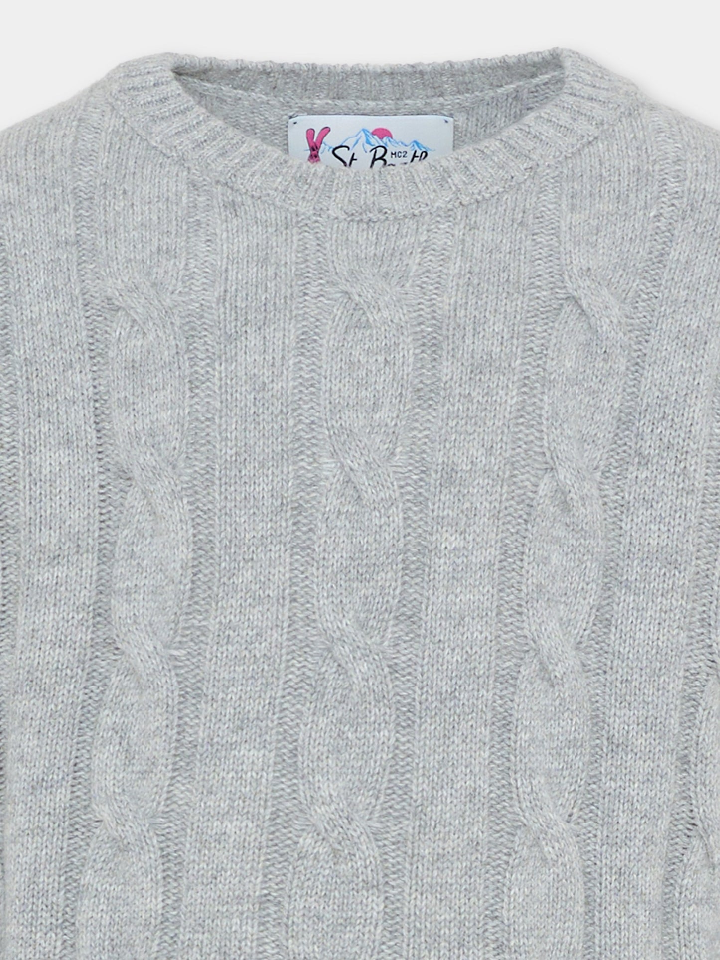 Maglione grigio per bambina con logo rosa,Mc2 Saint Barth,MALM001 02468G