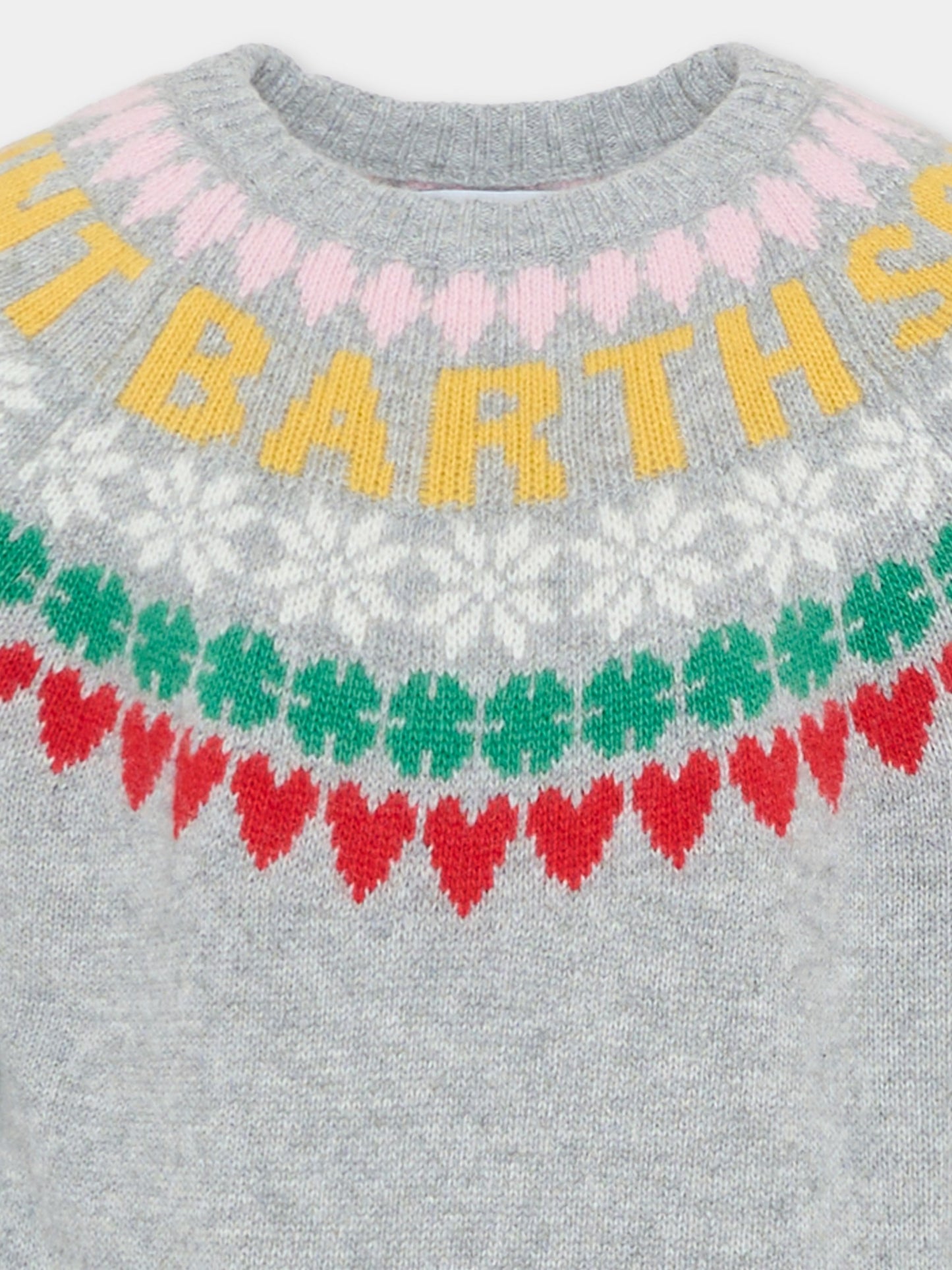 Maglione grigio per bambina con motivo jacquard,Mc2 Saint Barth,PRC0010 00678G