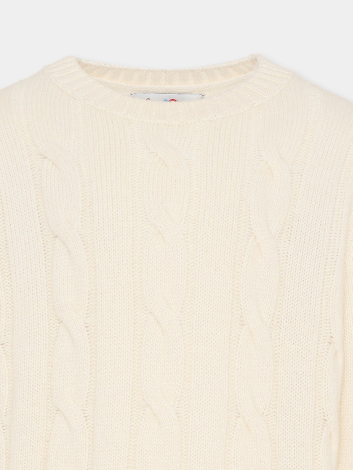 Maglione avorio per bambini con logo,Mc2 Saint Barth,BAI001 00303G