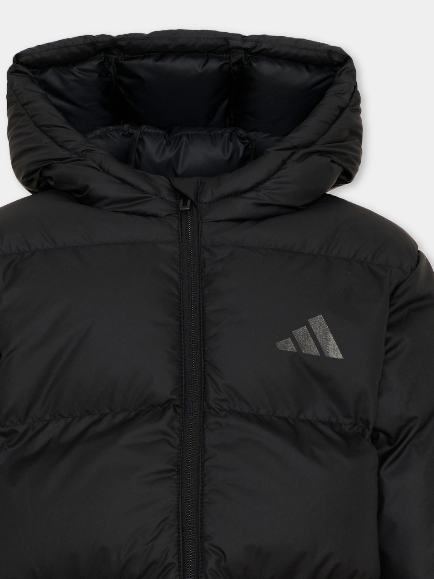Piumino nero per bambini con cappuccio,Adidas,KH0197