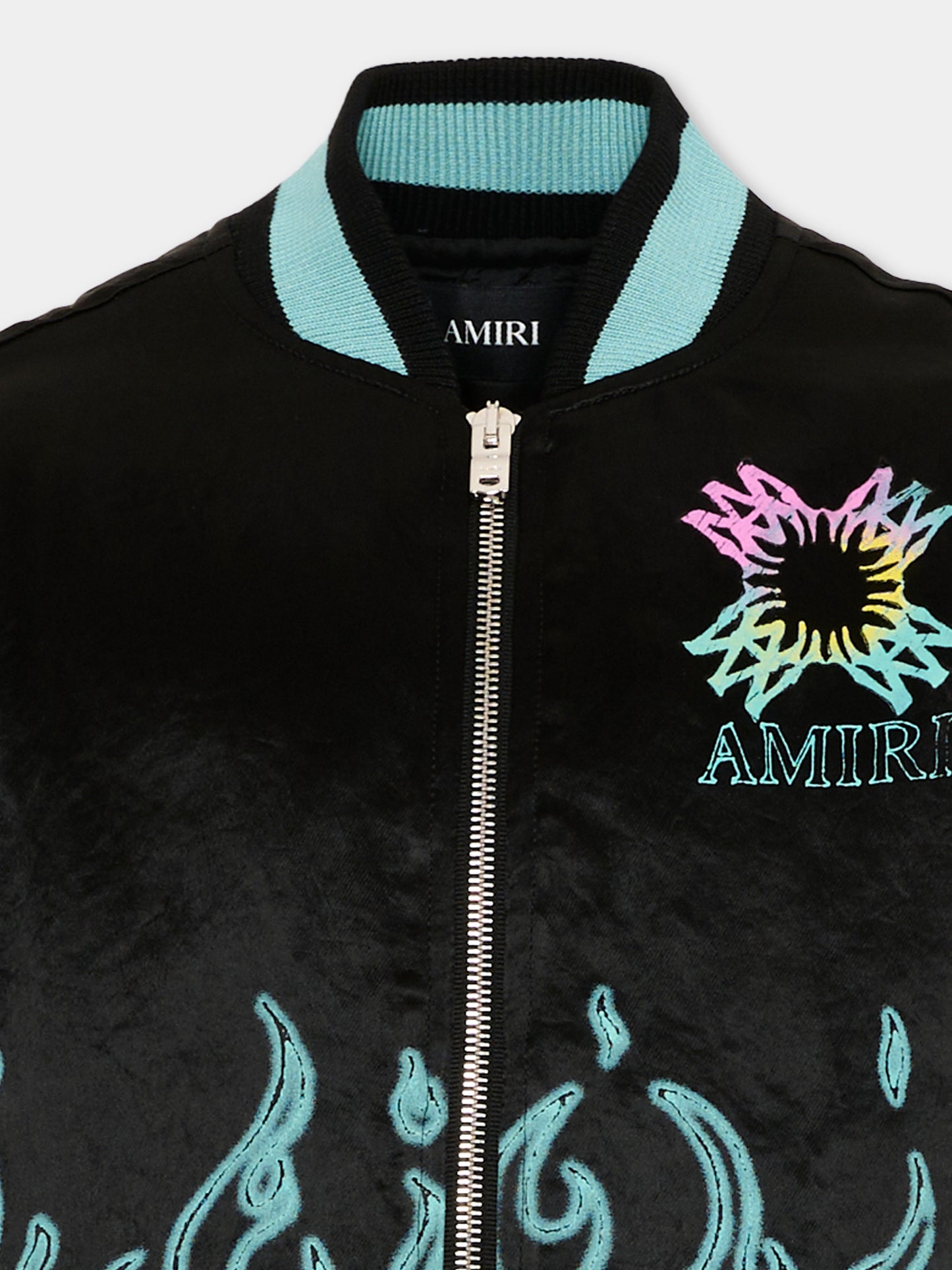 Bomber nero per bambino con fiamme,Amiri,ACOUJA1006 001 BLACK