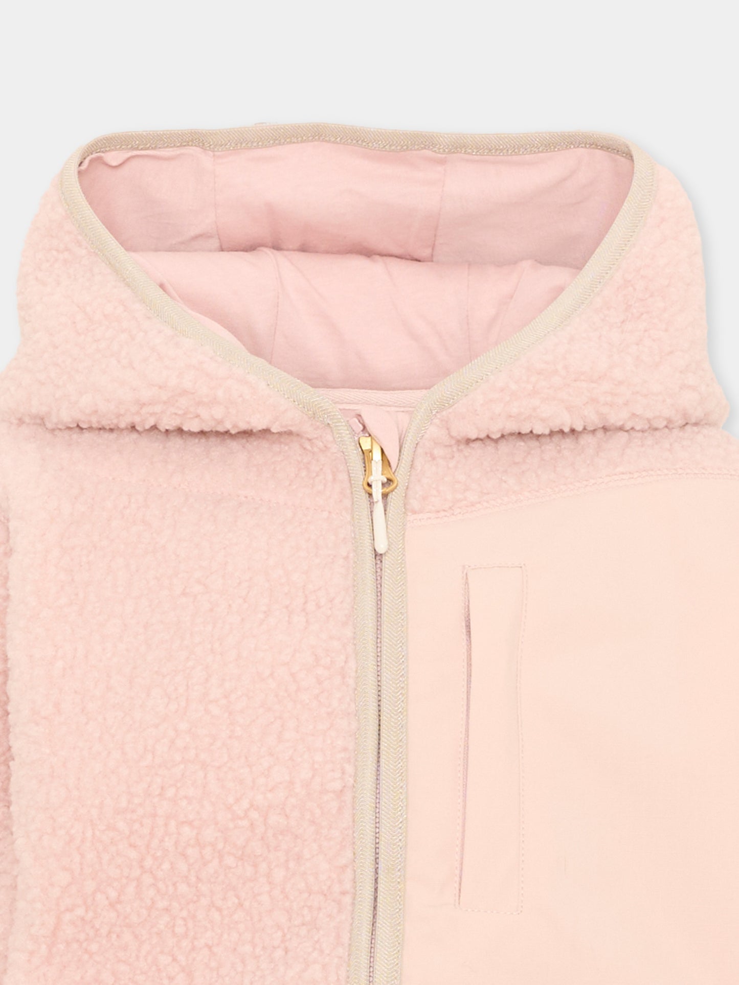 Ecopelliccia rosa Uberto per bambina con cappuccio,Molo,5W26L205 8058