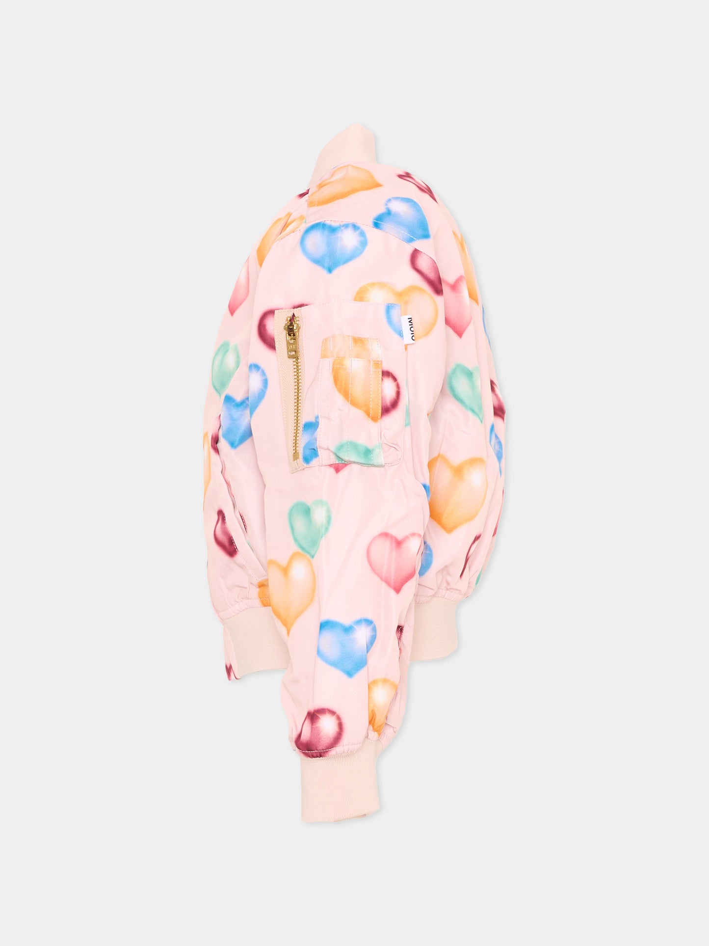 Bomber rosa Hedia per bambina con cuori,Molo,5W26M401 5745