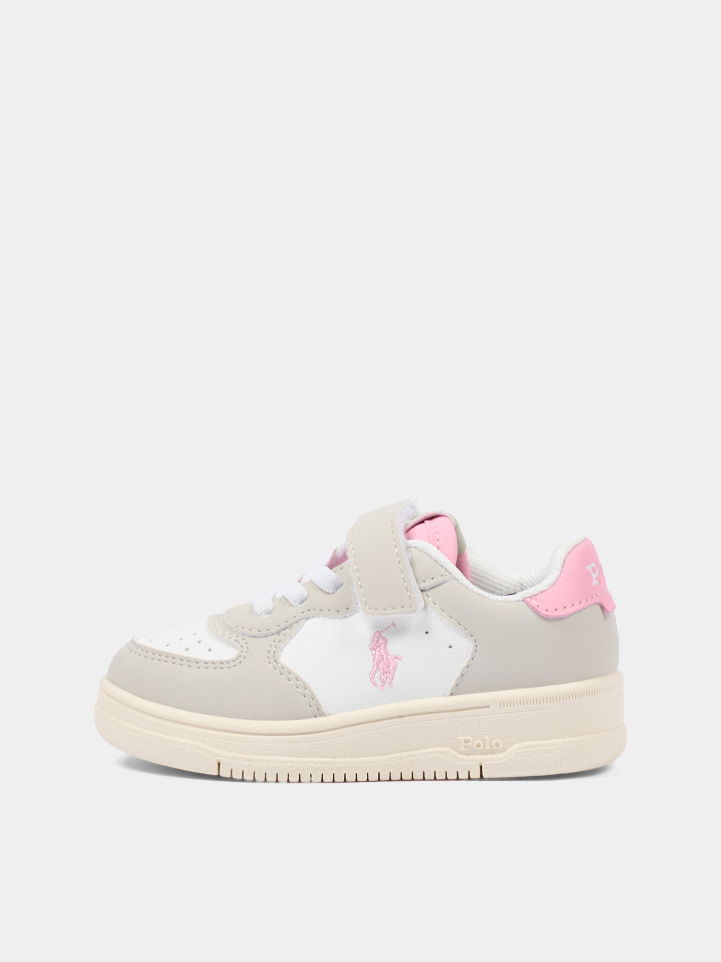 Sneakers bianche e rosa per bambina con Polo Pony,Ralph Lauren Kids,RL05870050
