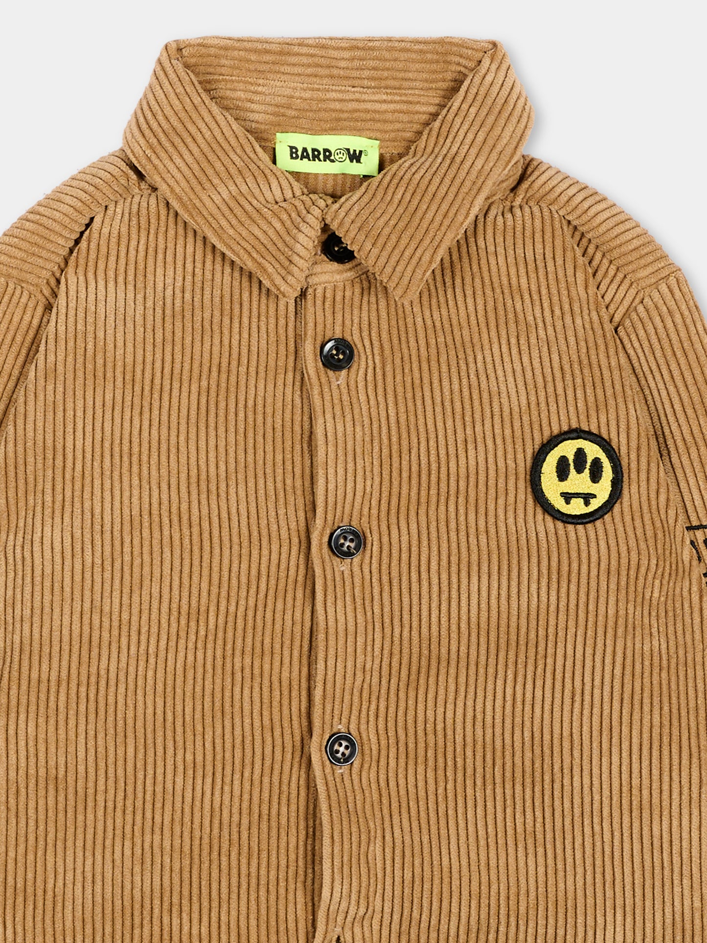 Camicia beige in velluto per neonato con logo,Barrow,F6BKNBJK180 413