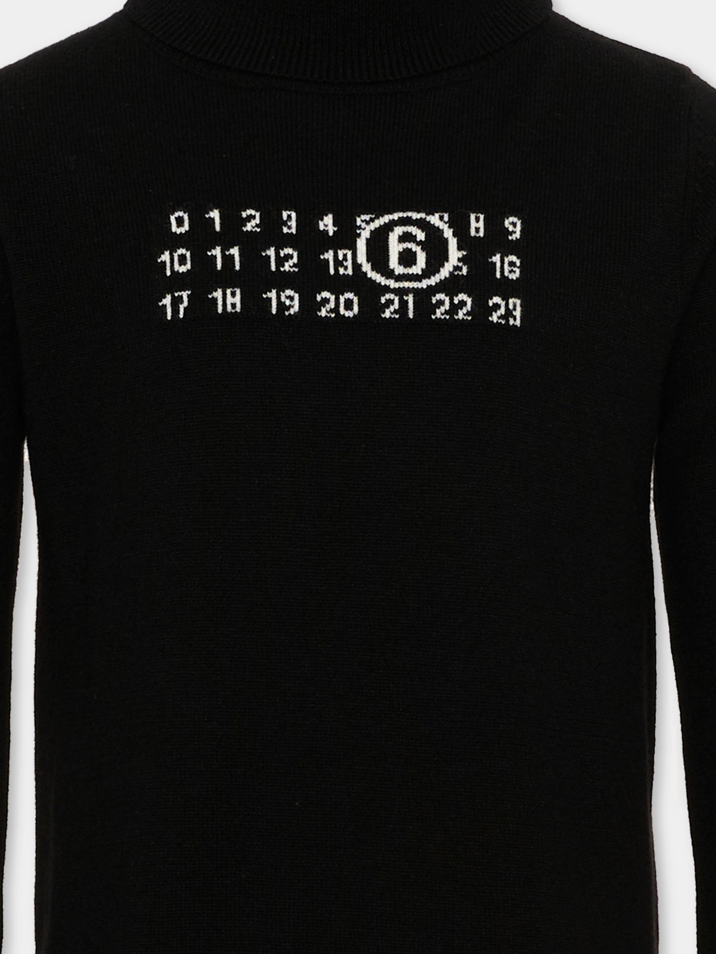 Dolcevita nero per bambini con logo,Mm6 Maison Margiela,M61064 MM06Q M6900