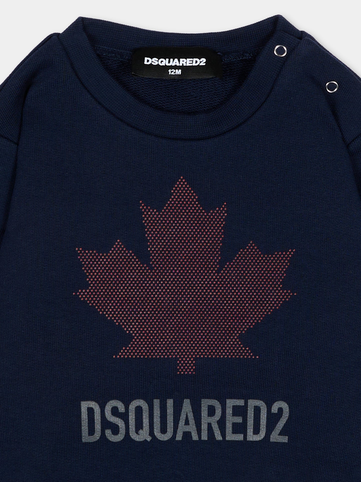 Felpa blu per neonati con logo,Dsquared2,DQ3503 D0AJ6 DQ864