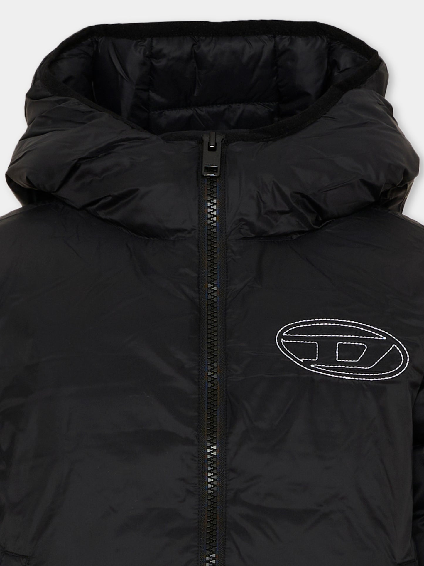 Piumino nero per bambini con logo,Diesel,J02884 KXBVE K900