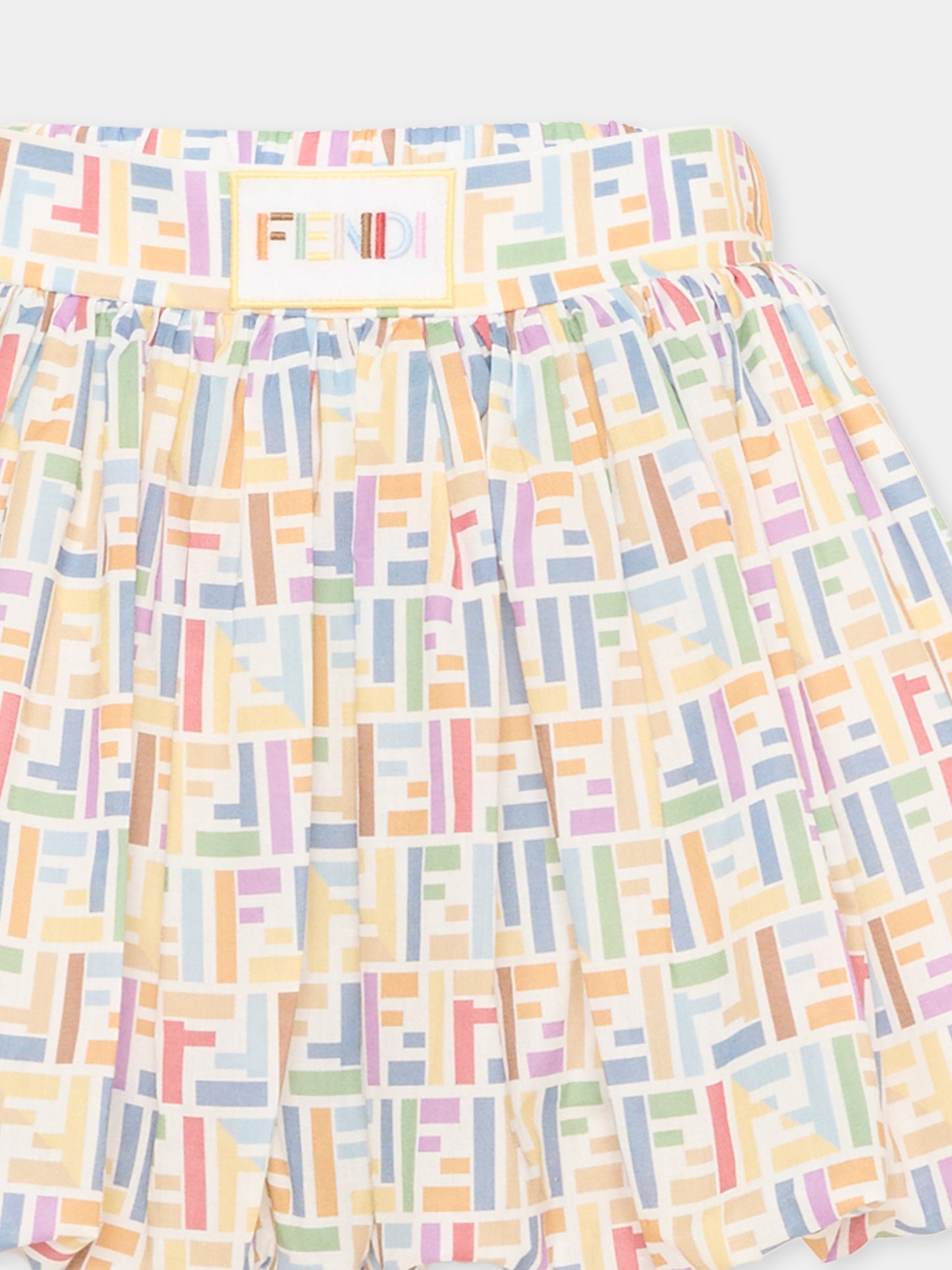 Shorts multicolor per bambina con monogram FF,Fendi Kids,JFF413 AJJQ F0ZA0