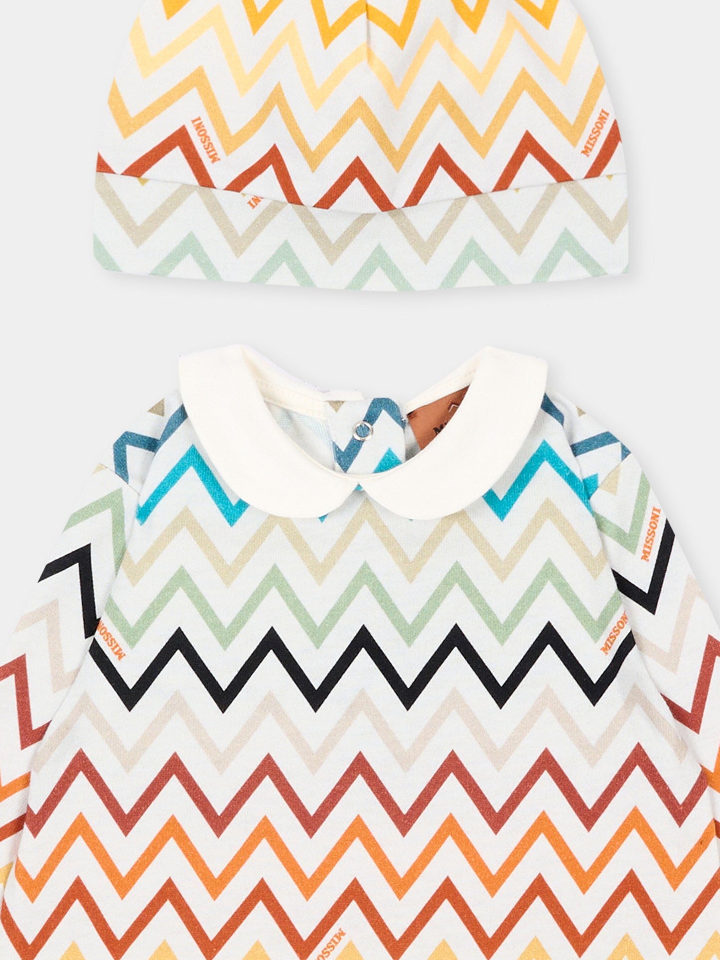 Set tutina multicolor per neonato con chevron,Missoni,MZB320 Z4094 960MC