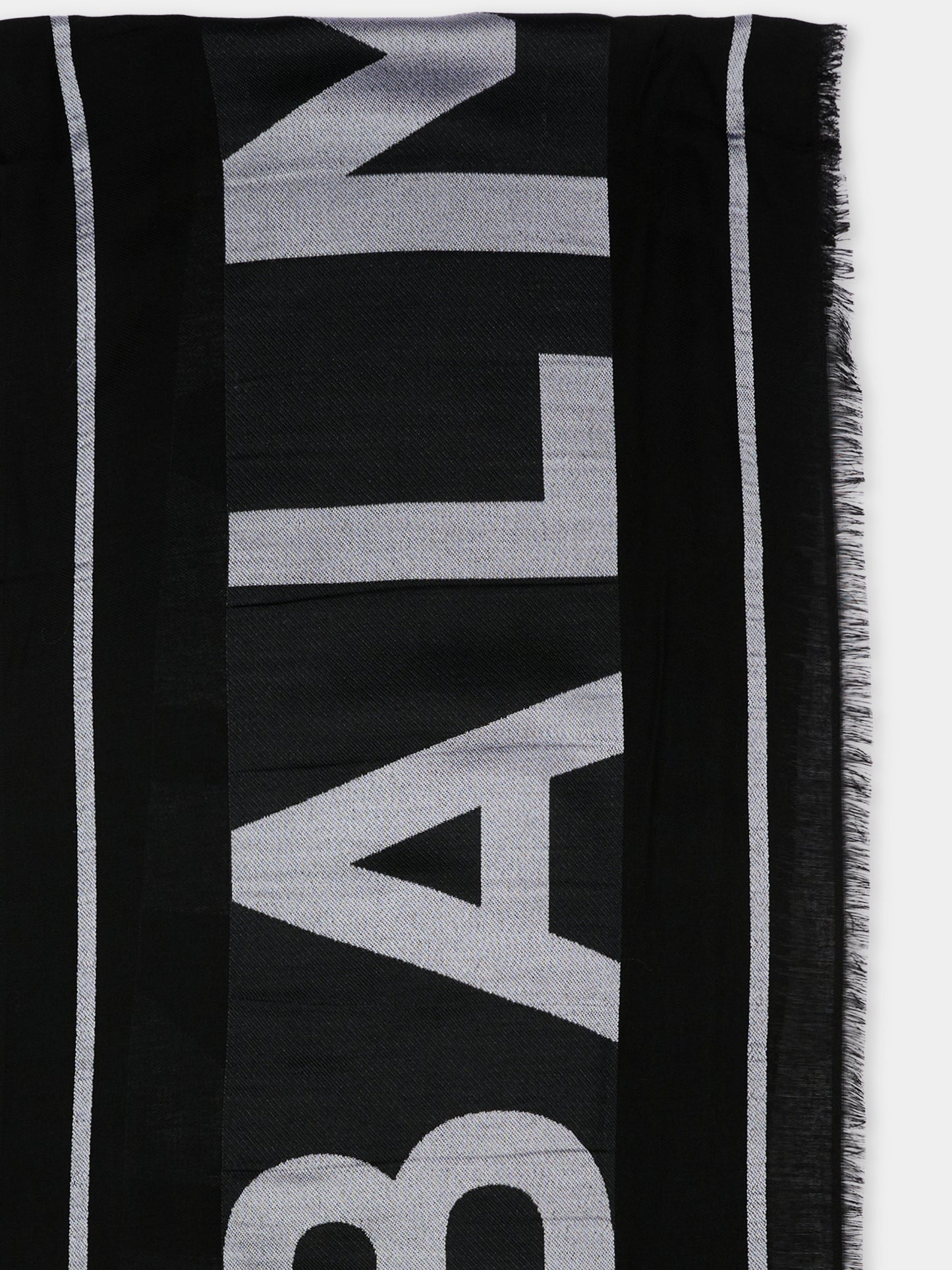 Sciarpa nera per bambini con logo,Balmain Kids,BY0R13 Z3649 930BC