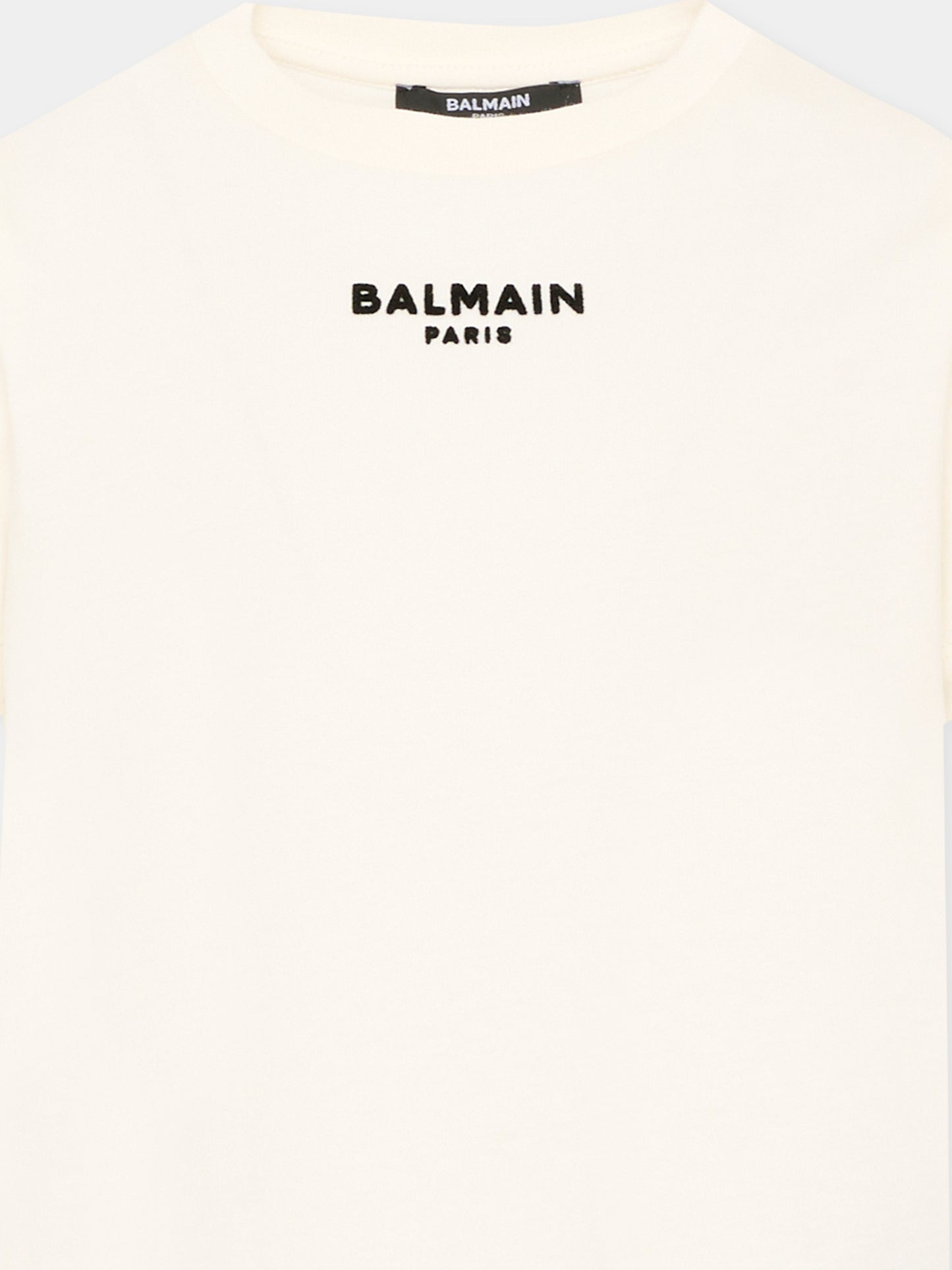 T-Shirt avorio per bambini con logo,Balmain Kids,BZ8I11 Z3672 102NE