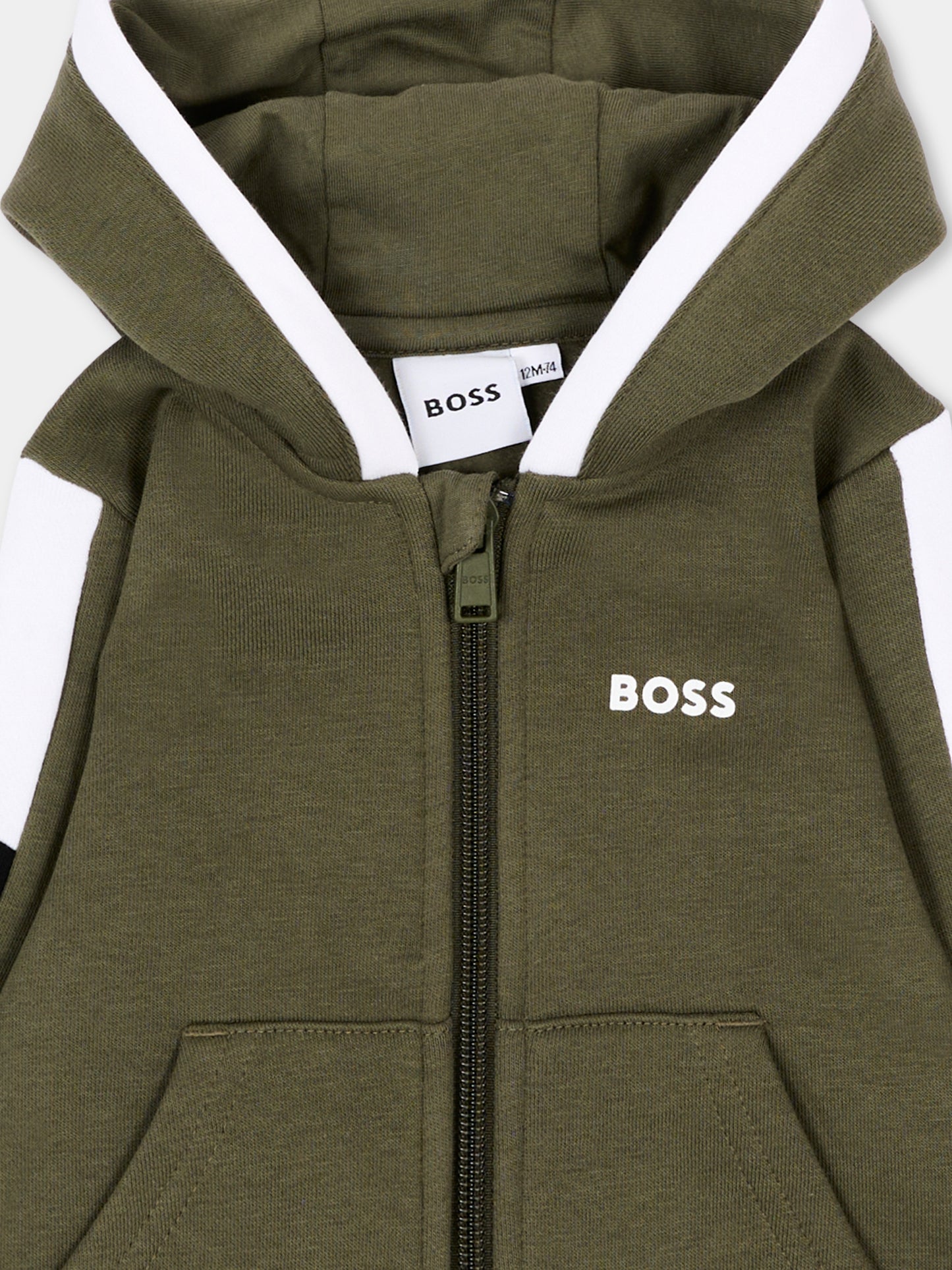 Felpa verde per neonato con logo,Boss,J53480 63D