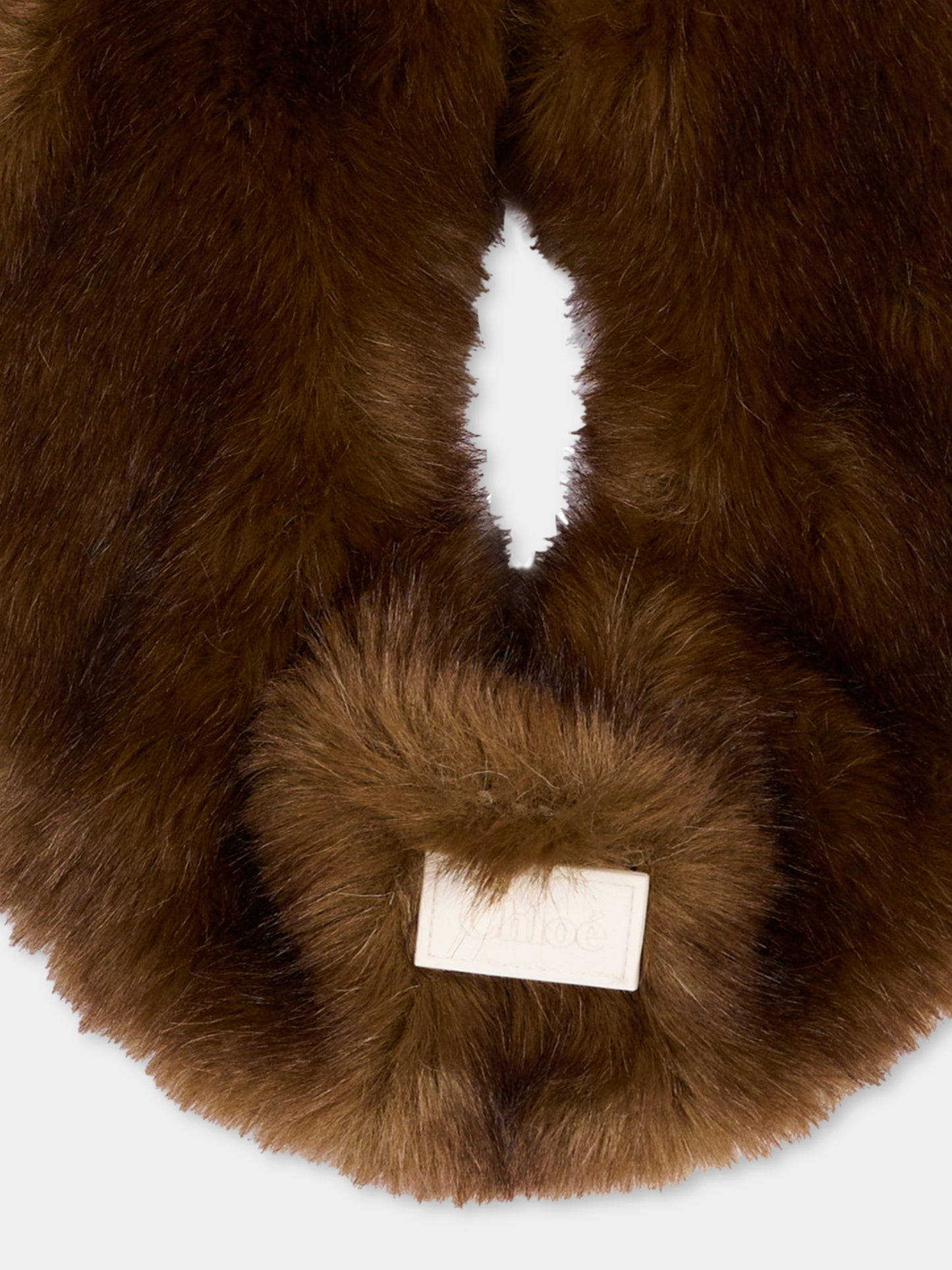 Sciarpa marrone in ecopelliccia,Chloé Kids,C21314 33F