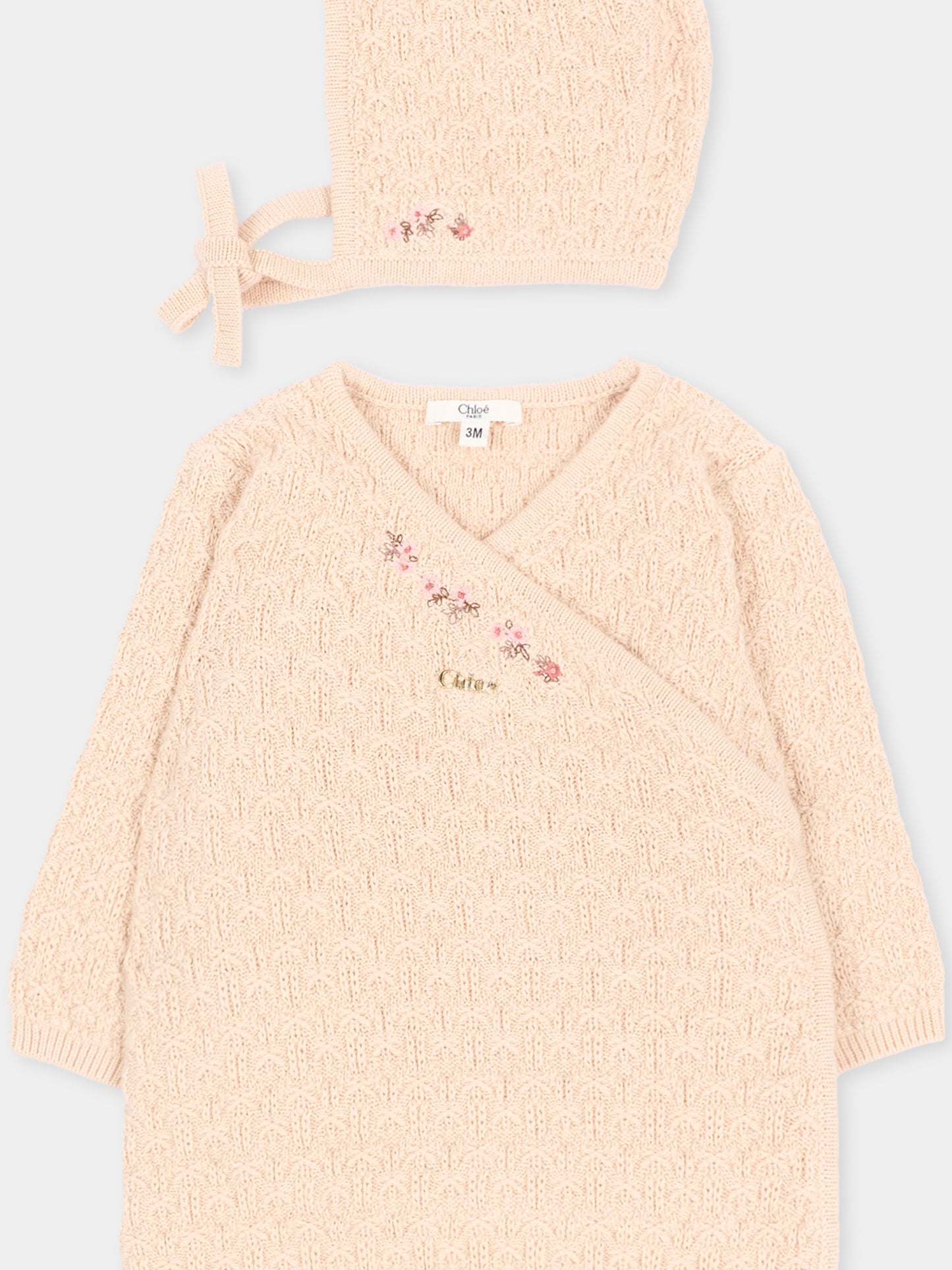 Set Tutine avorio per neonata in maglia,Chloé Kids,C21374 20E