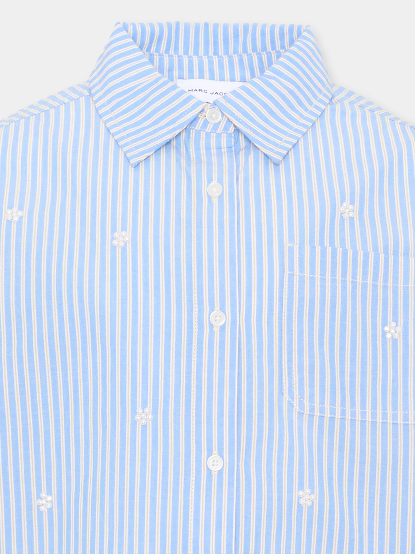 Camicia a manica lunga azzurra per bambina rigata,Marc Jacobs,W61017 794