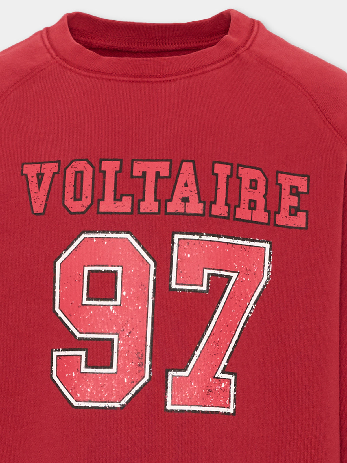 Felpa girocollo bordeaux per bambini con stampa,Zadig & Voltaire Kids,X60846 954