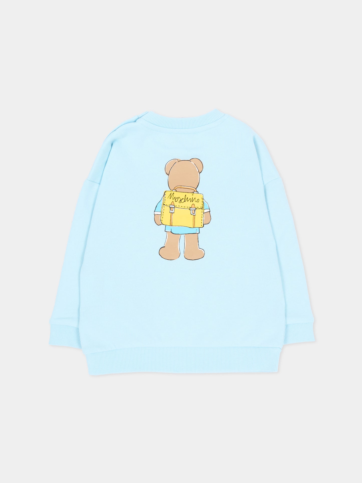 Felpa azzurra per neonato con teddy bear,Moschino Kids,MMF06H LCA40 40304