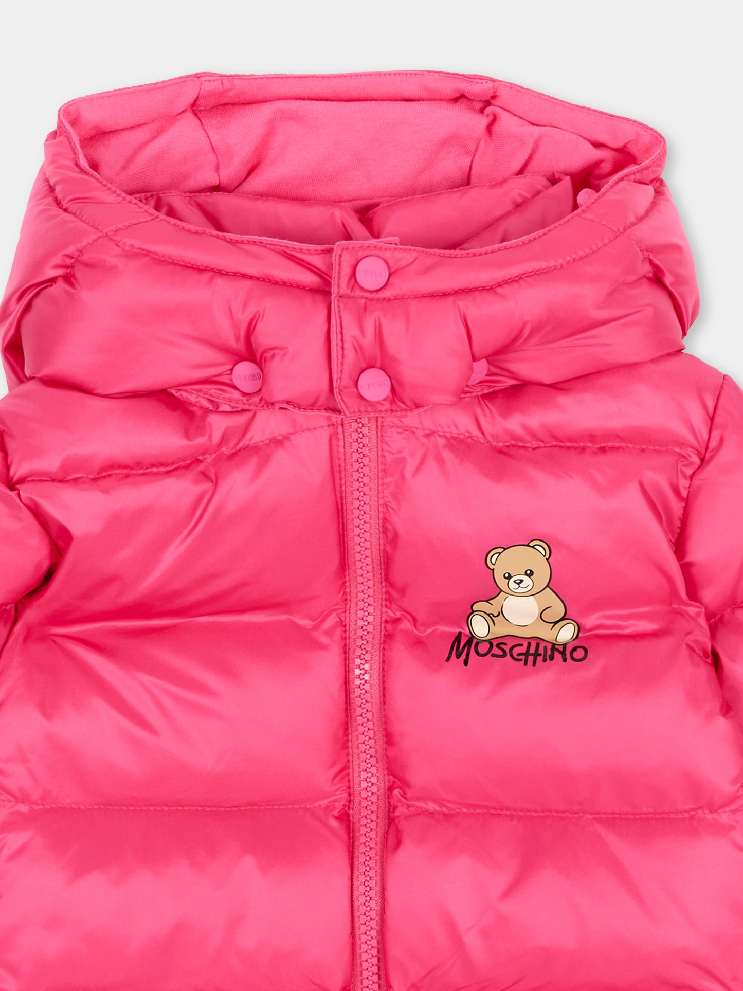 Piumino rosa per neonata con teddy bear,Moschino Kids,MMS02F L3AC3 51450