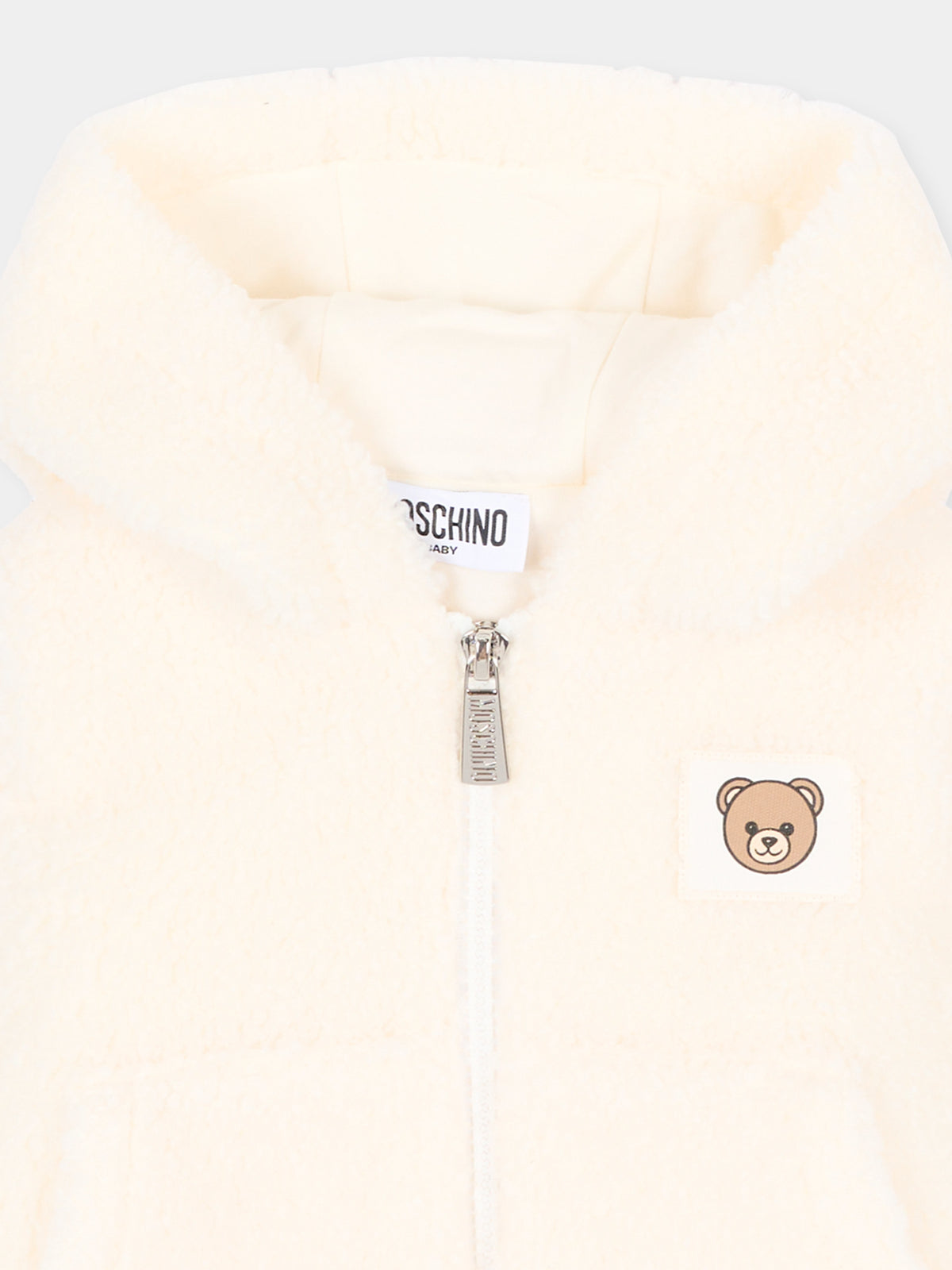 Ecopelliccia avorio per neonati con Teddy Bear,Moschino Kids,MUA00B LIA00 10063