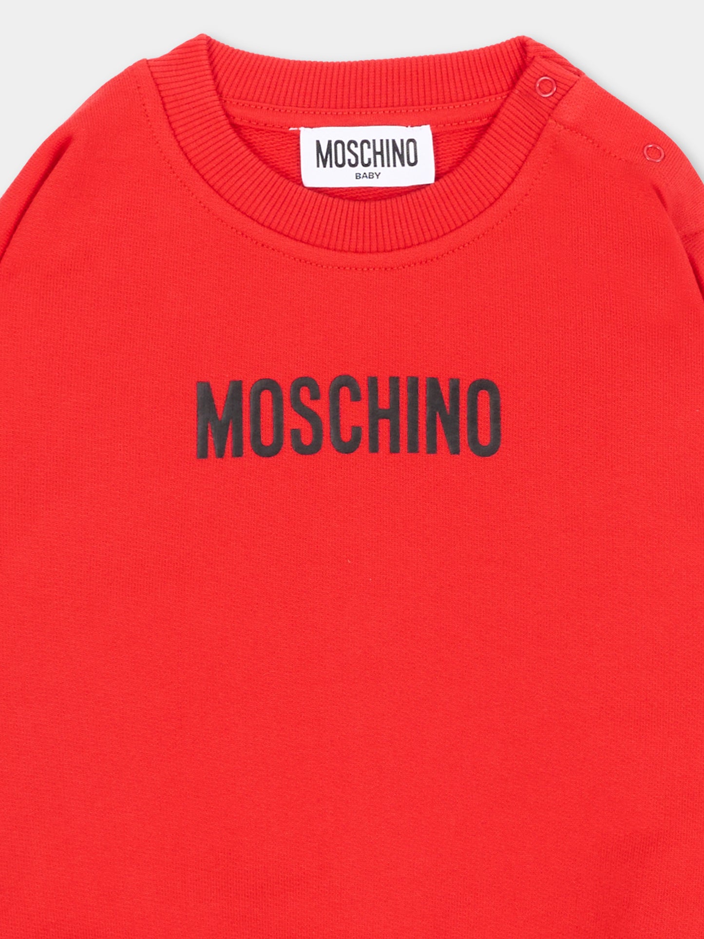 Felpa rossa per neonati con logo,Moschino Kids,MUF06N LCA93 50109