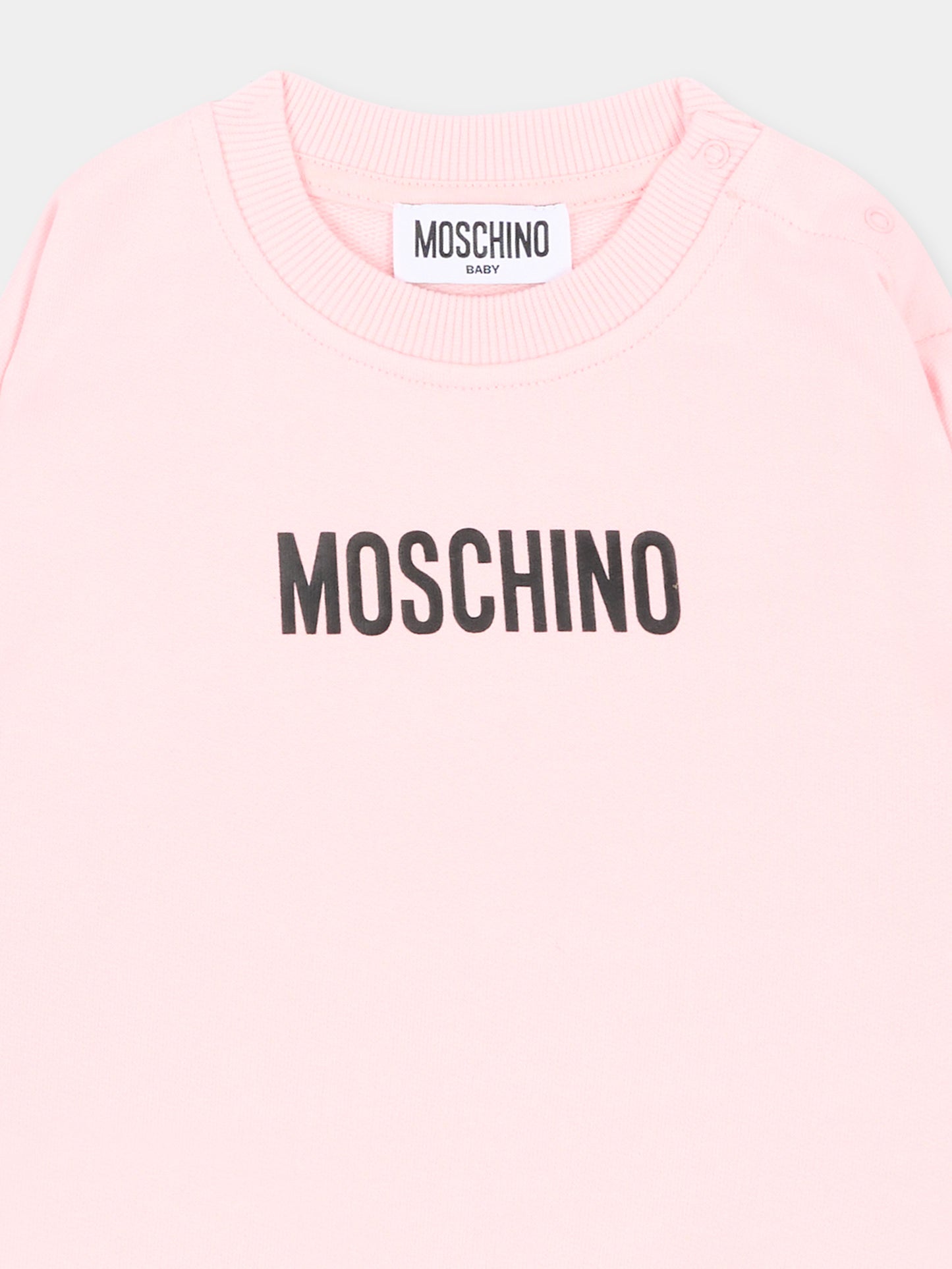 Felpa rosa per neonata con logo,Moschino Kids,MUF06N LCA93 50209
