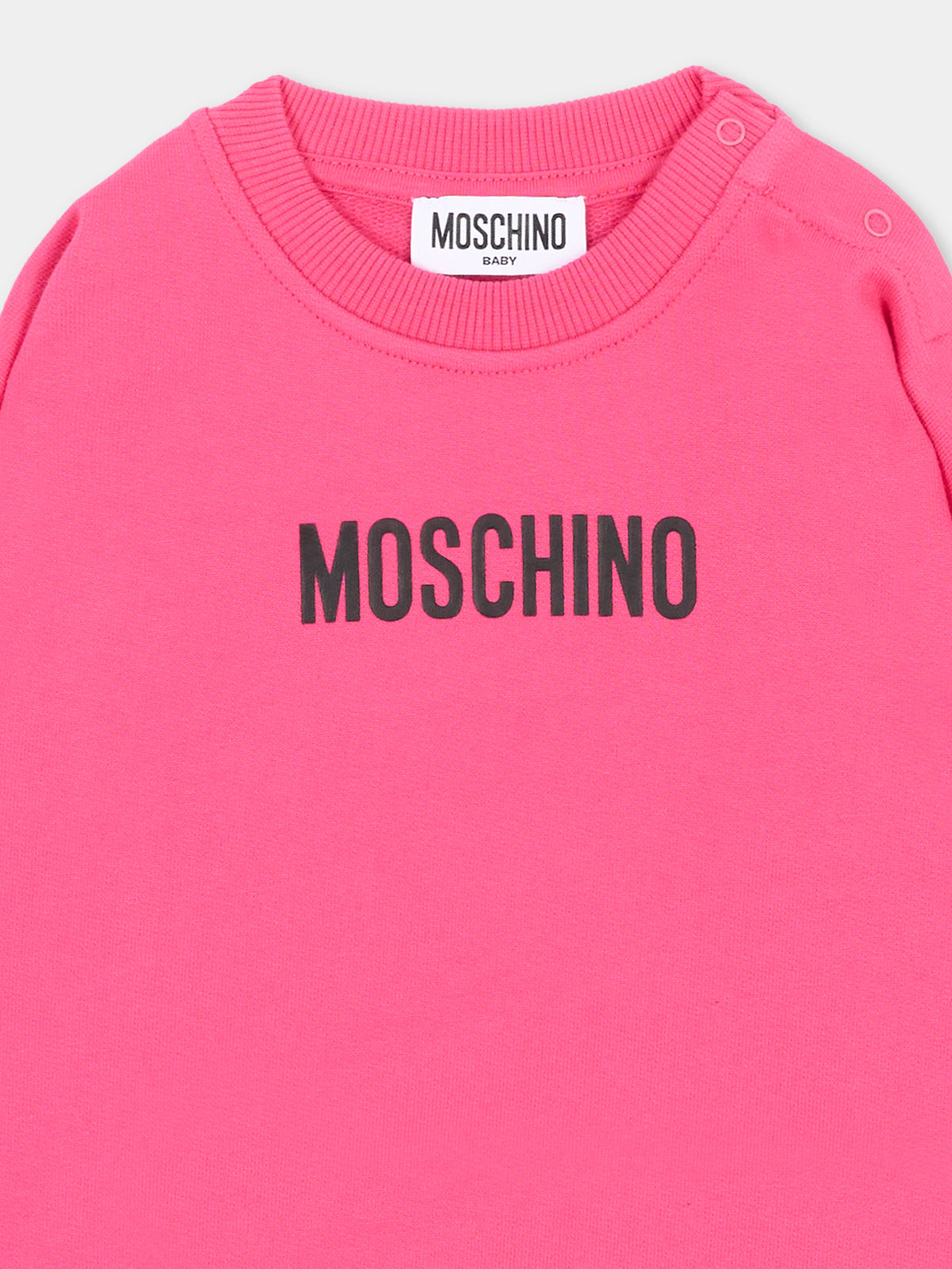 Felpa rosa per neonata con logo,Moschino Kids,MUF06N LCA93 51450