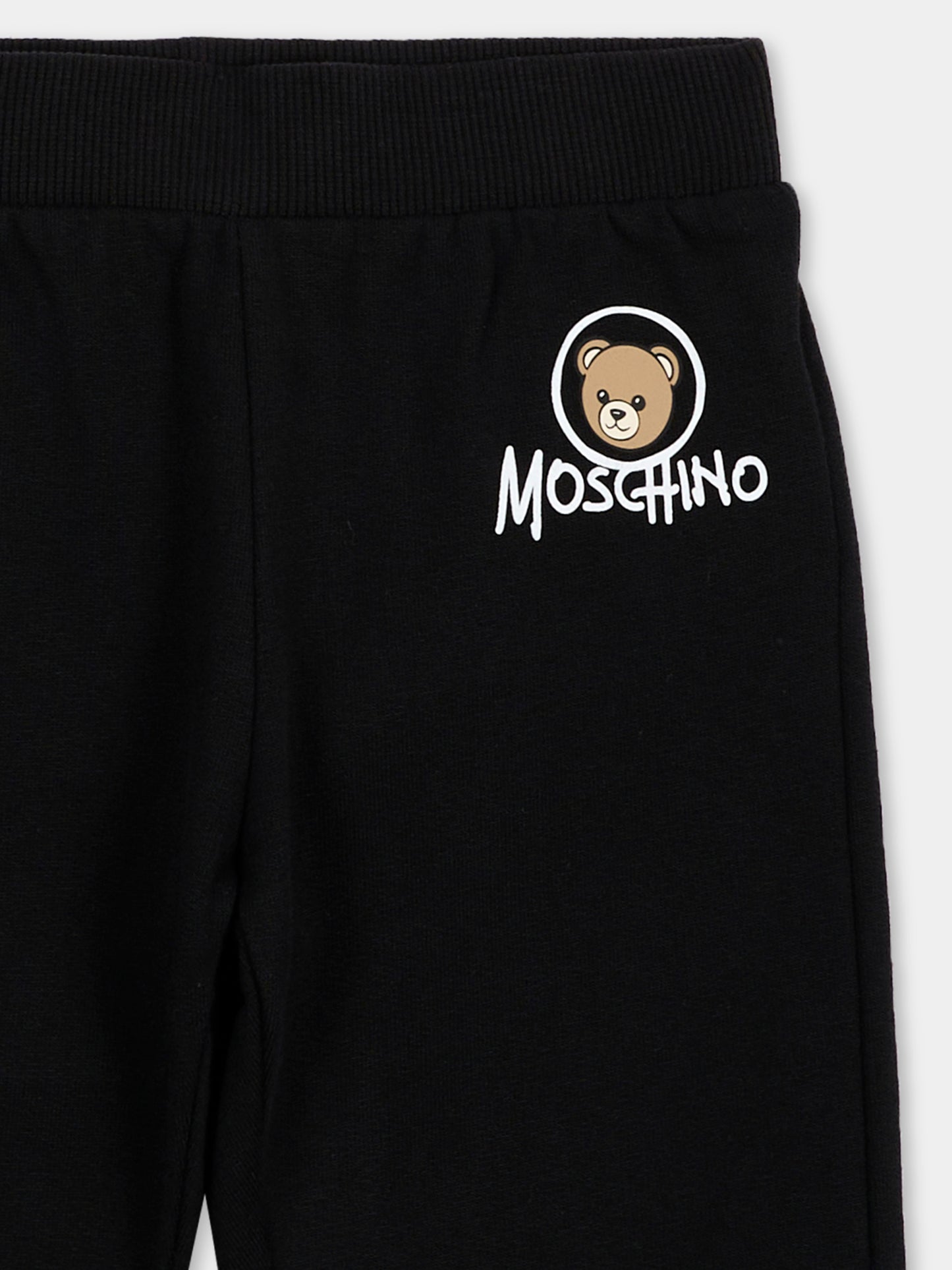 Pantalone nero per neonati con Teddy Bear,Moschino Kids,MUP062 LCA83 60100