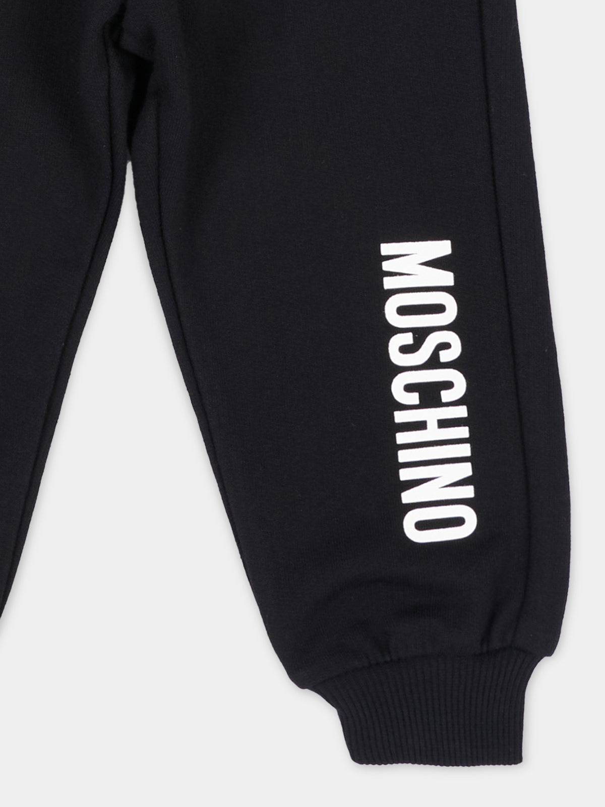 Pantalone nero per neonati con logo,Moschino Kids,MUP064 LCA93 60100